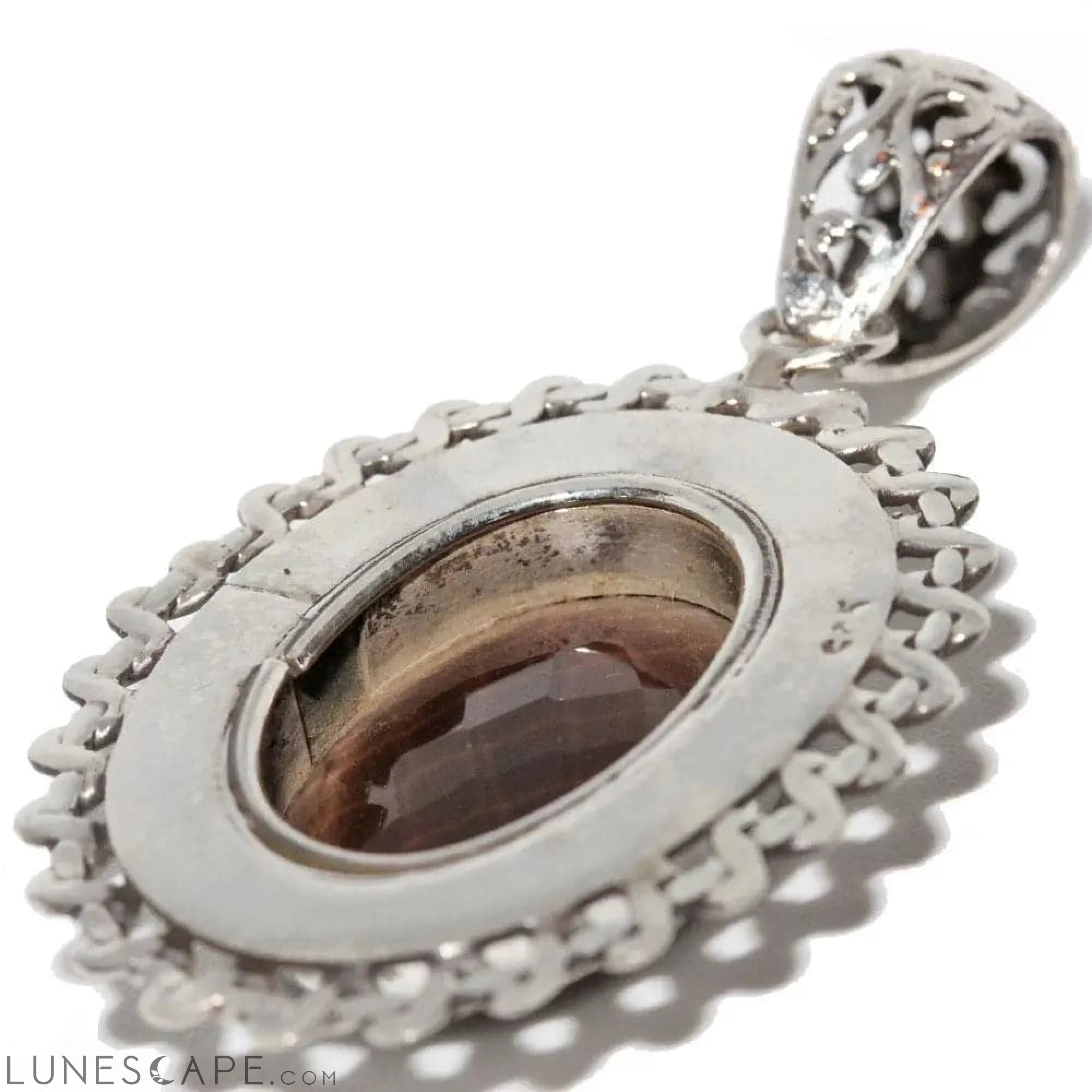 Faceted Smoky Quartz Sterling Silver Pendant LUNESCAPE