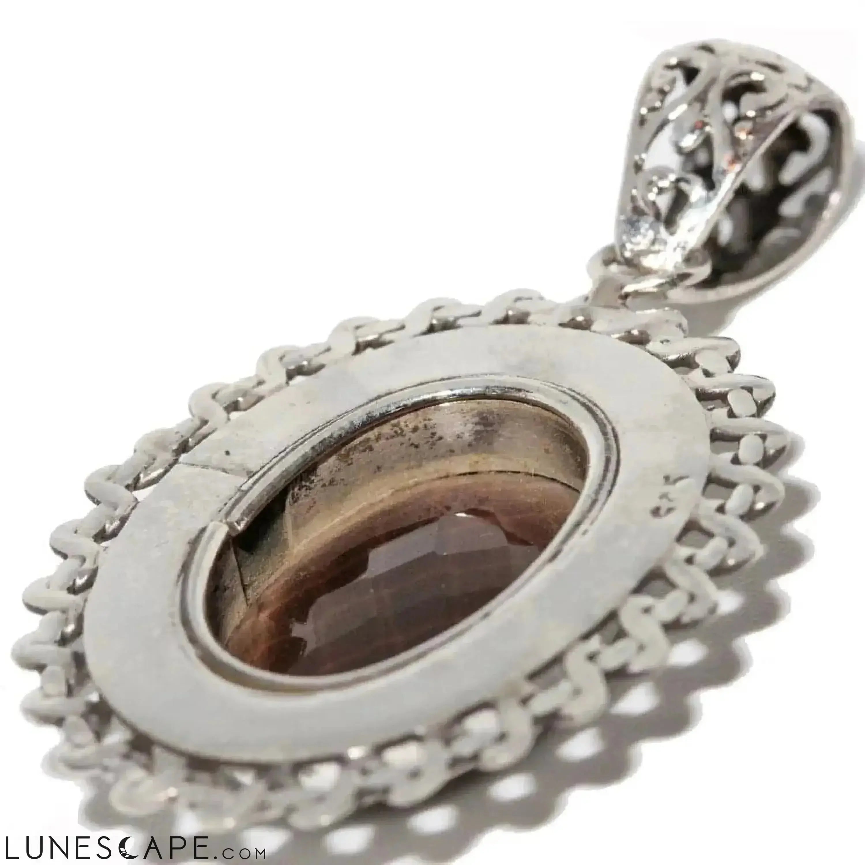Faceted Smoky Quartz Sterling Silver Pendant LUNESCAPE
