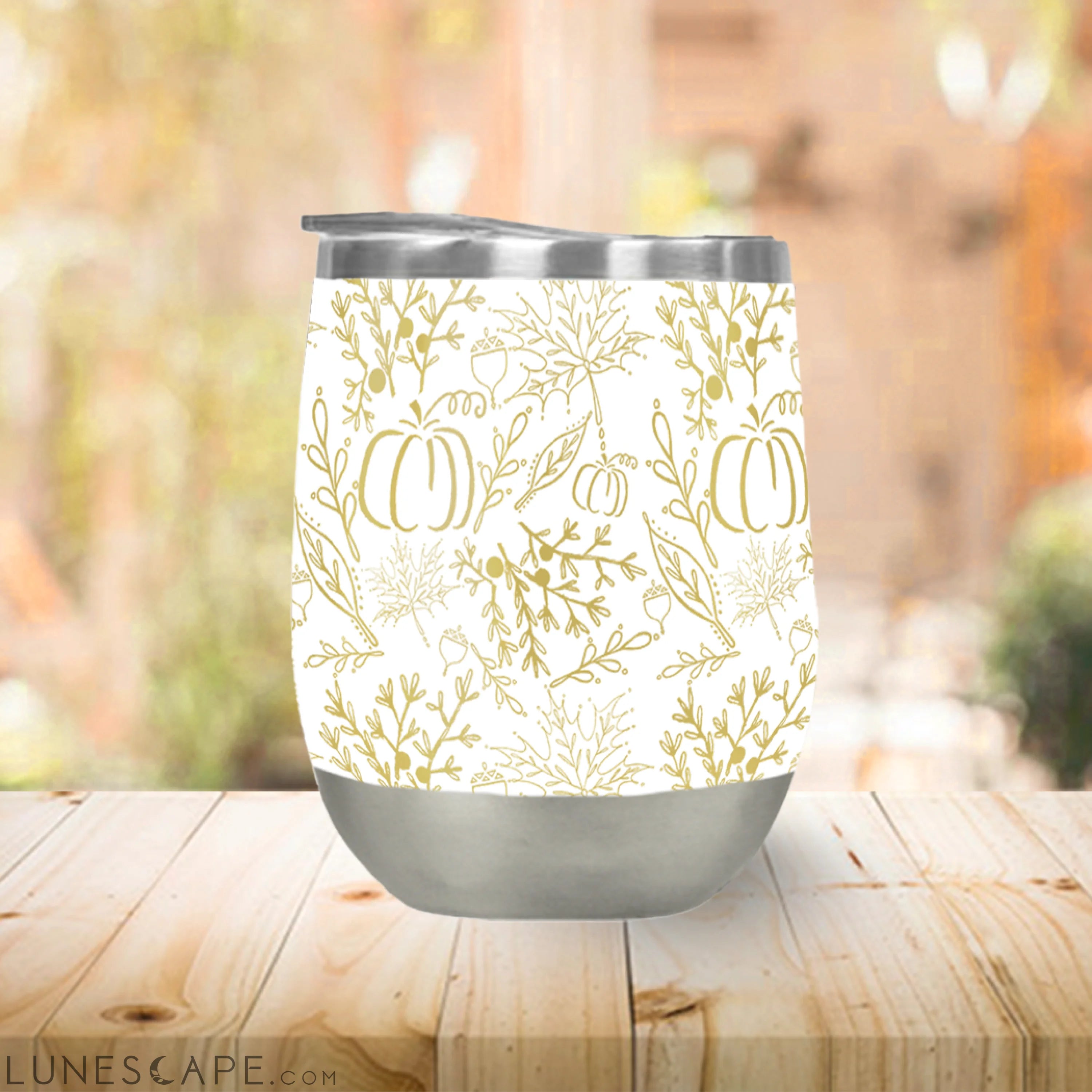 Fall Pattern Stemless Wine Tumbler LUNESCAPE