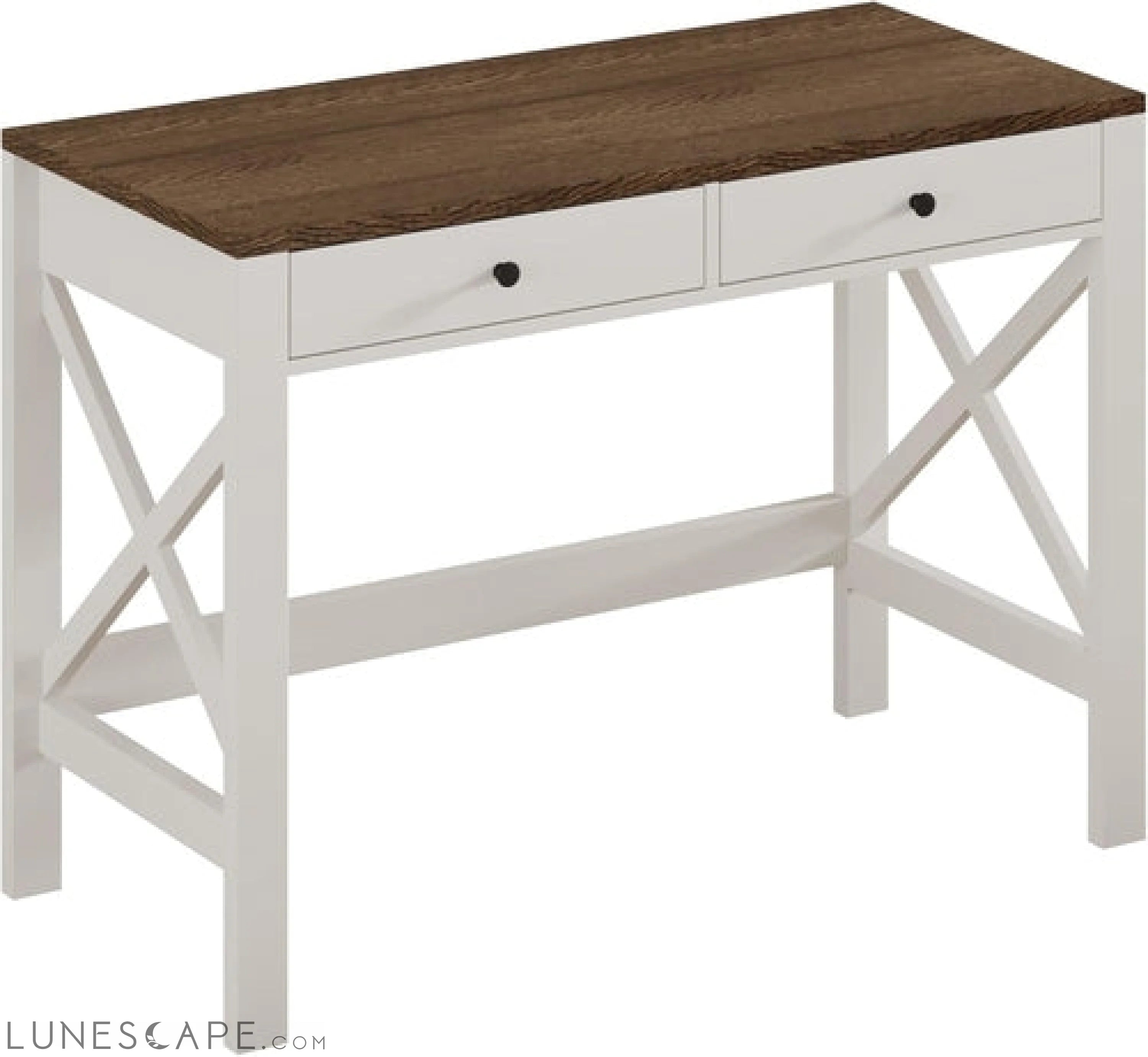 Farmhouse Desk 39" Computer Desk with Drawers, Small Study Writing LUNESCAPE