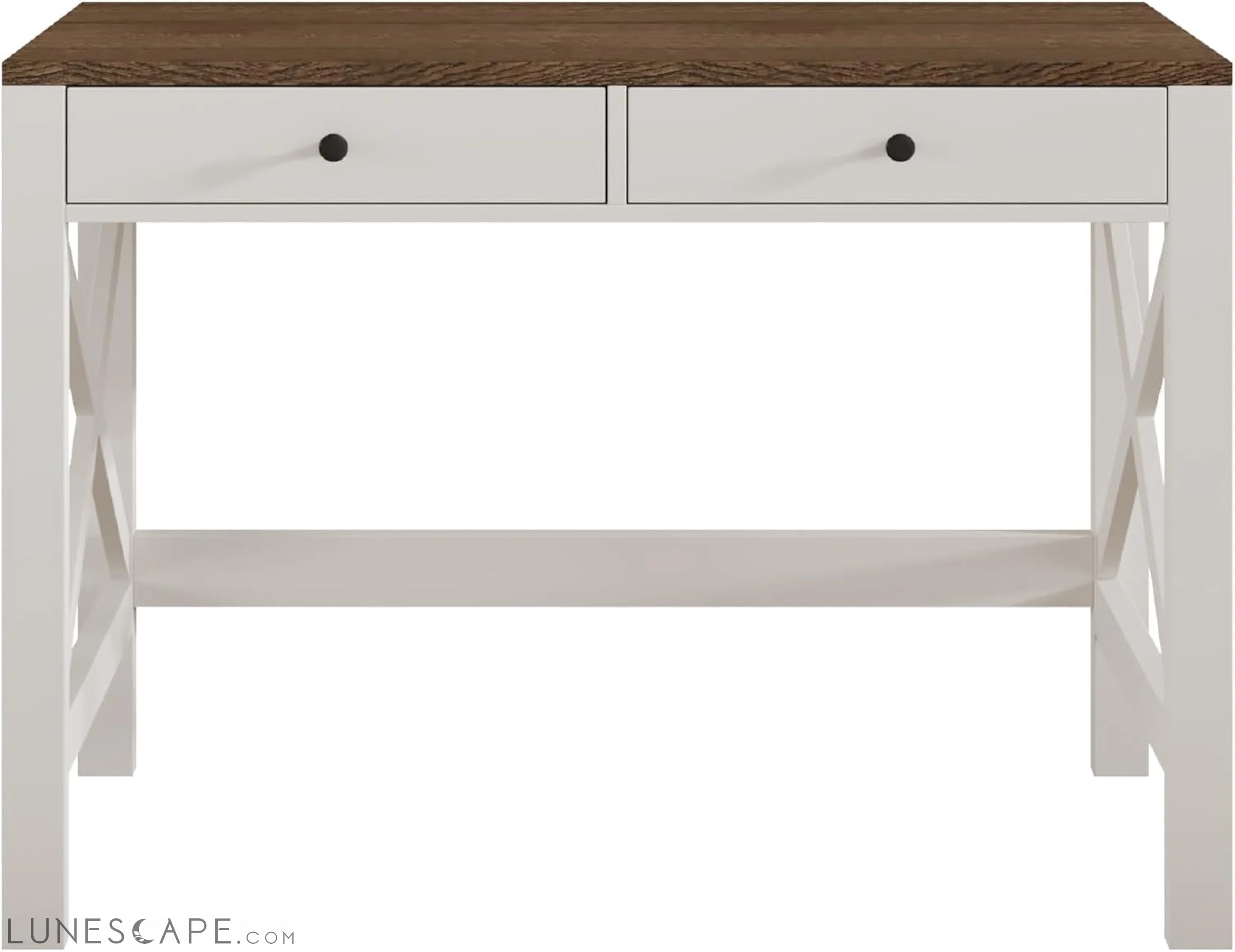Farmhouse Desk 39" Computer Desk with Drawers, Small Study Writing LUNESCAPE