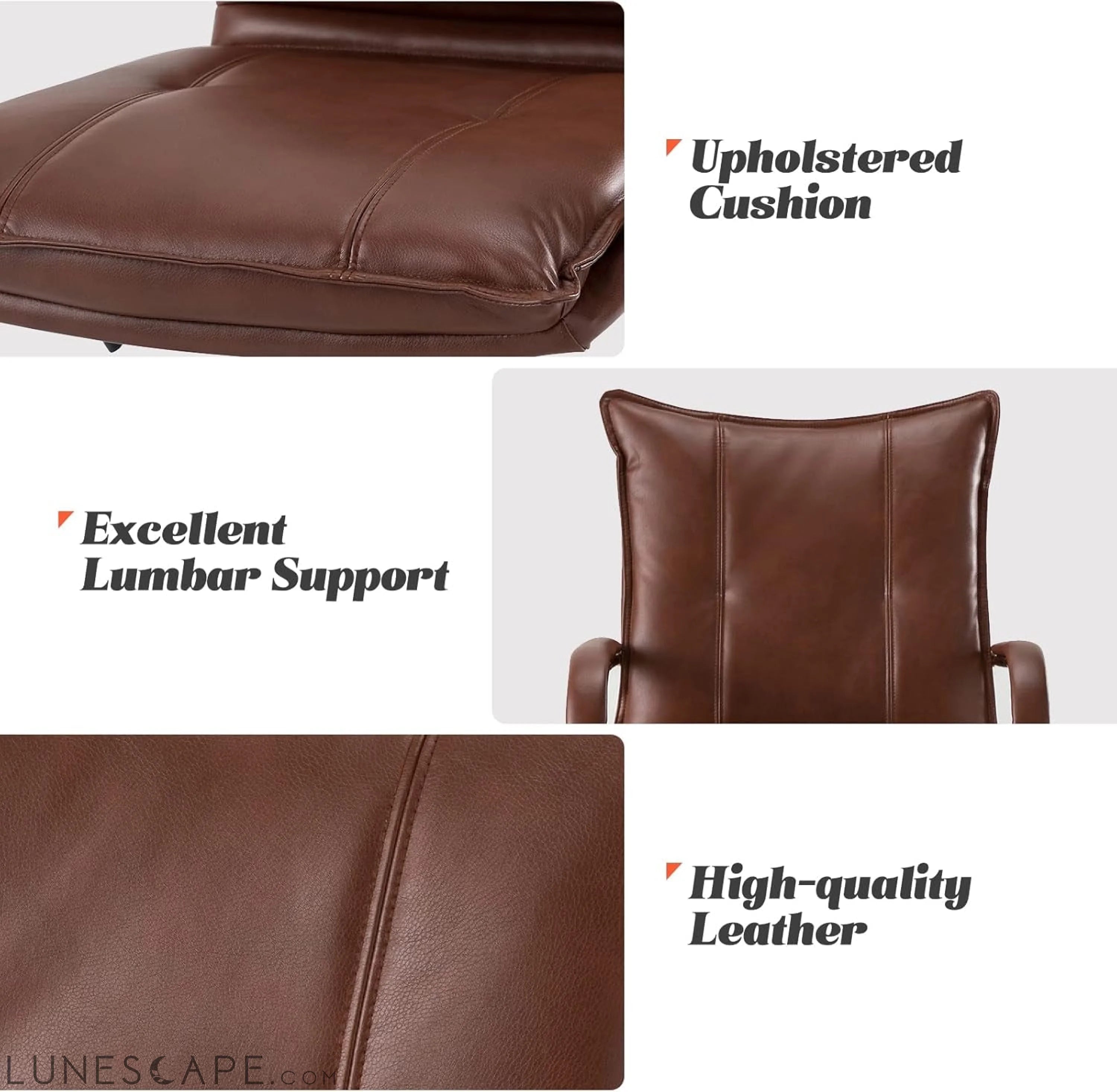 Faux Leather Home Office Desk Chair, Adjustable Swivel Computer Chair LUNESCAPE