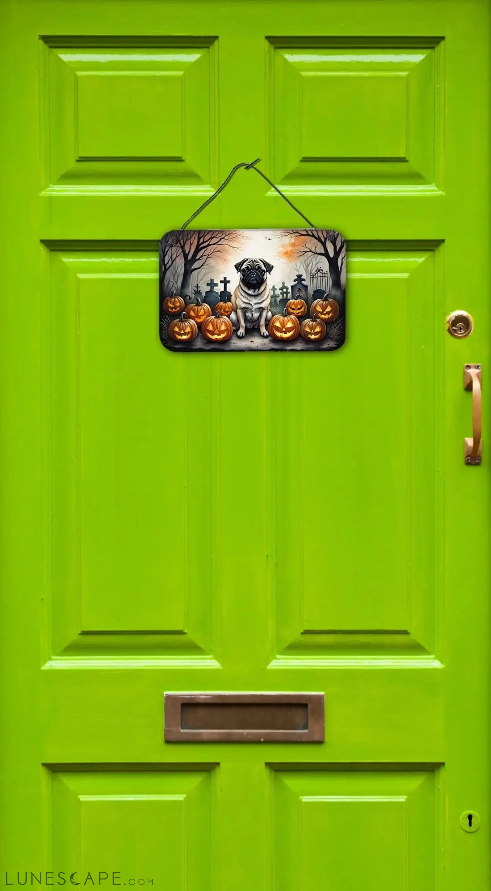 Fawn Pug Spooky Halloween Wall or Door Hanging Prints LUNESCAPE