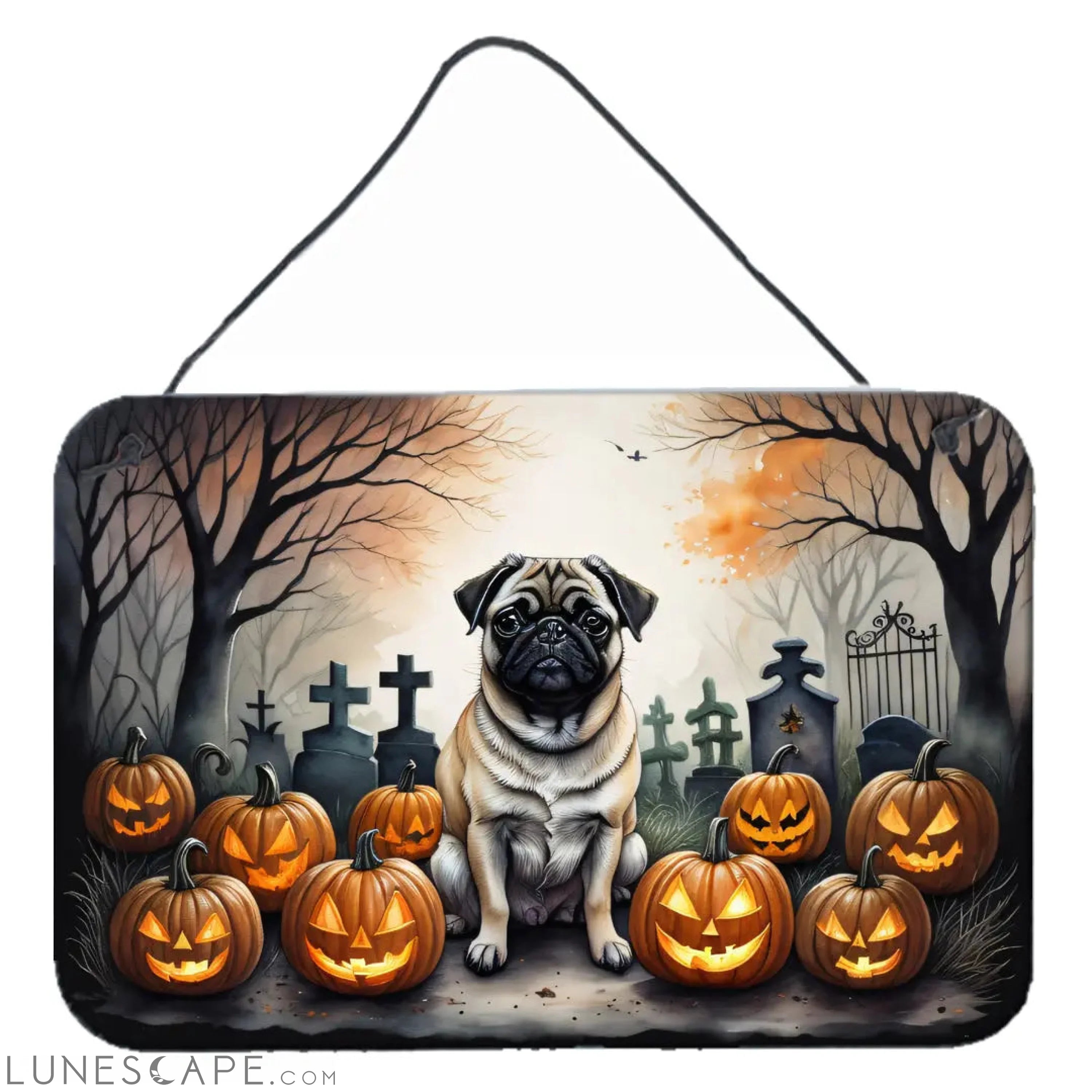 Fawn Pug Spooky Halloween Wall or Door Hanging Prints LUNESCAPE