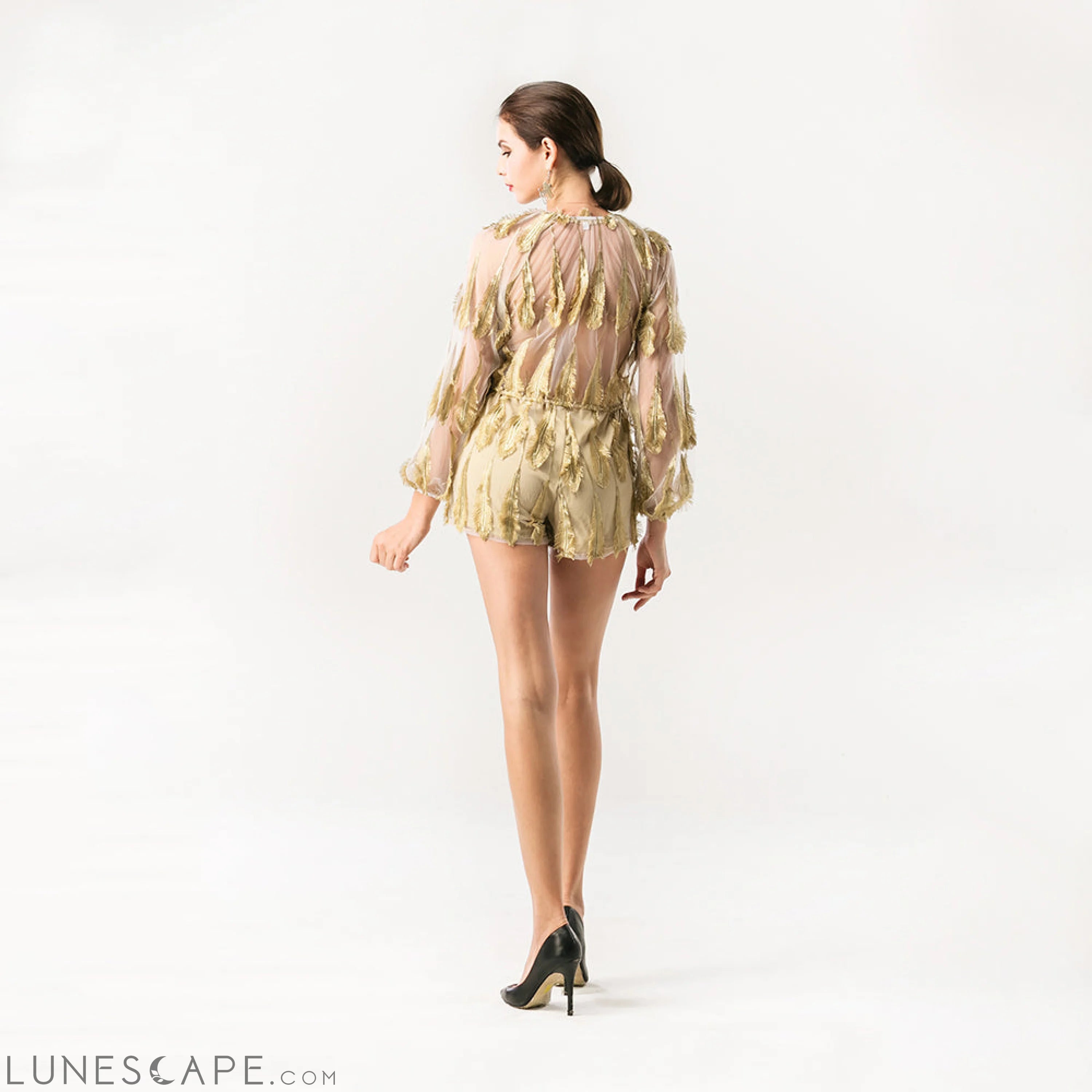 Feathered Mesh Play Suit LUNESCAPE