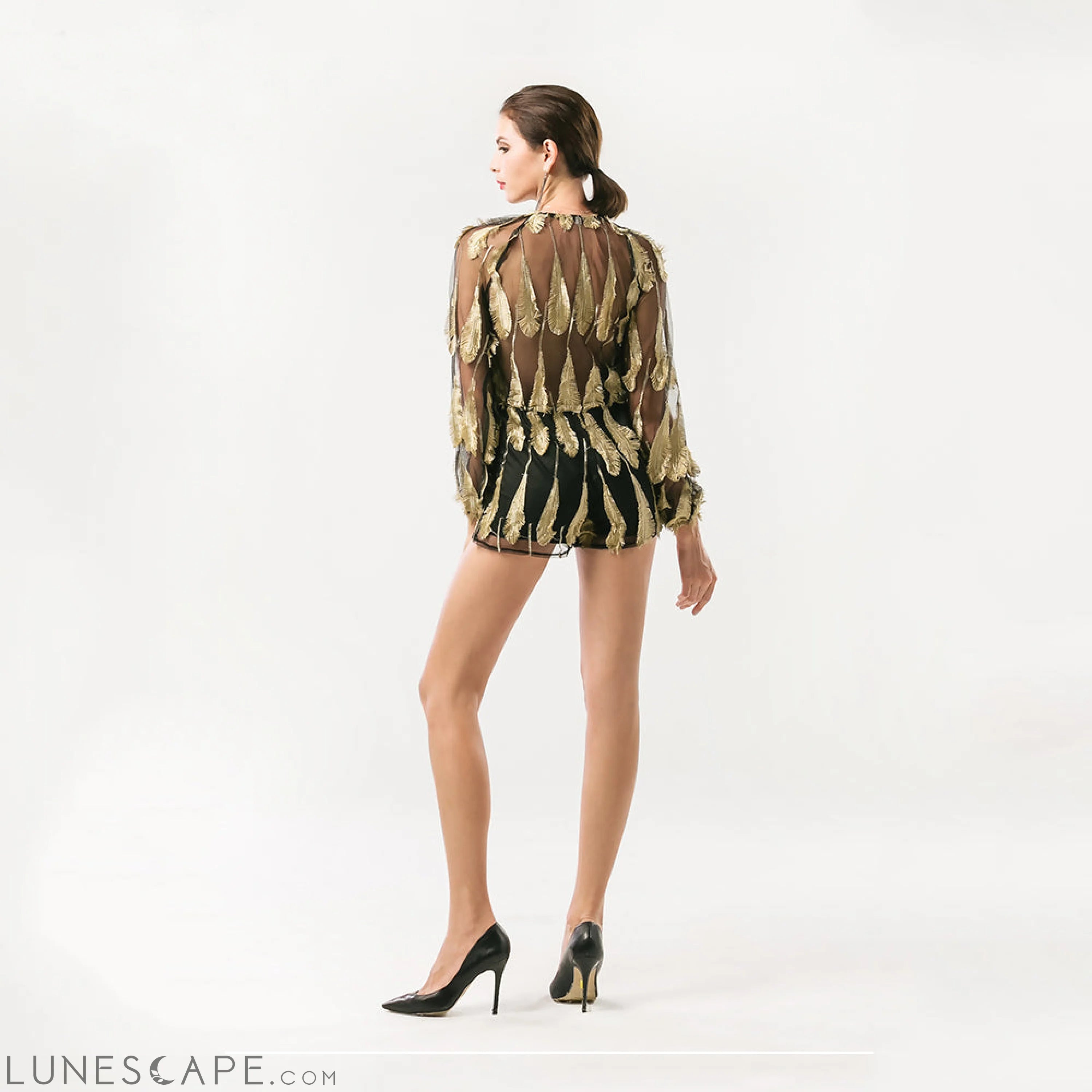 Feathered Mesh Play Suit LUNESCAPE