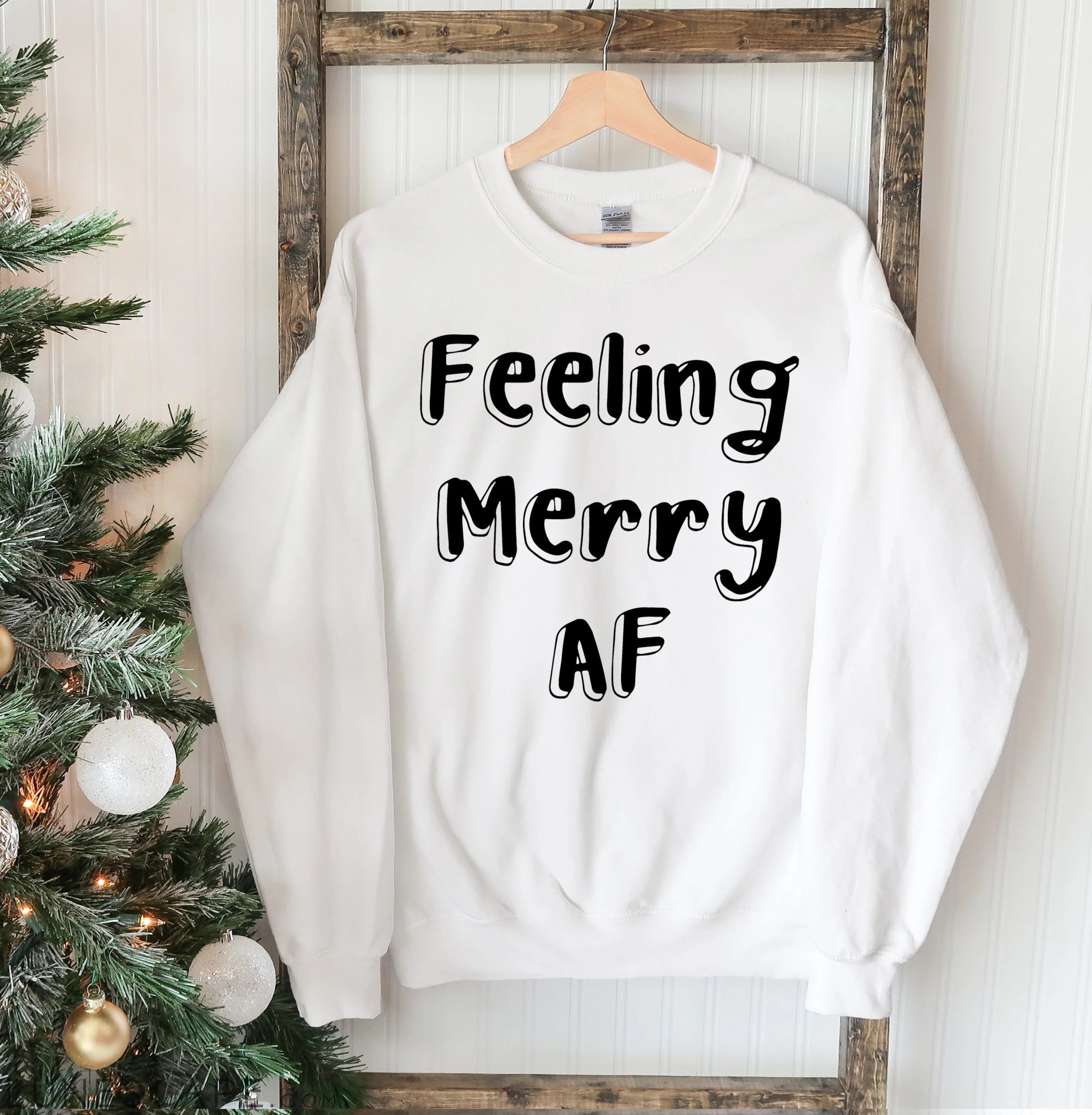 Feeling Merry AF Christmas Sweatshirt LUNESCAPE