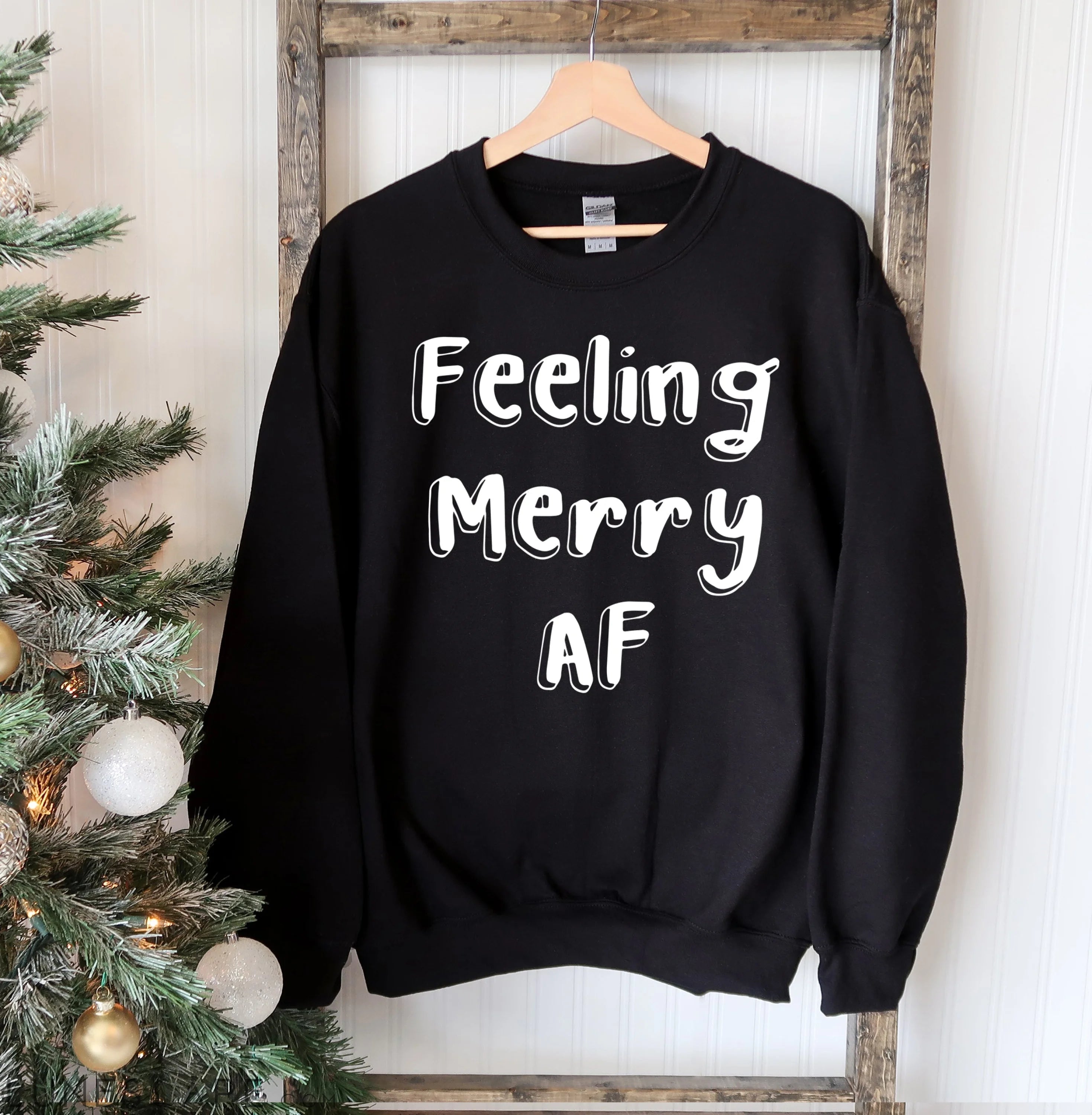 Feeling Merry AF Christmas Sweatshirt LUNESCAPE