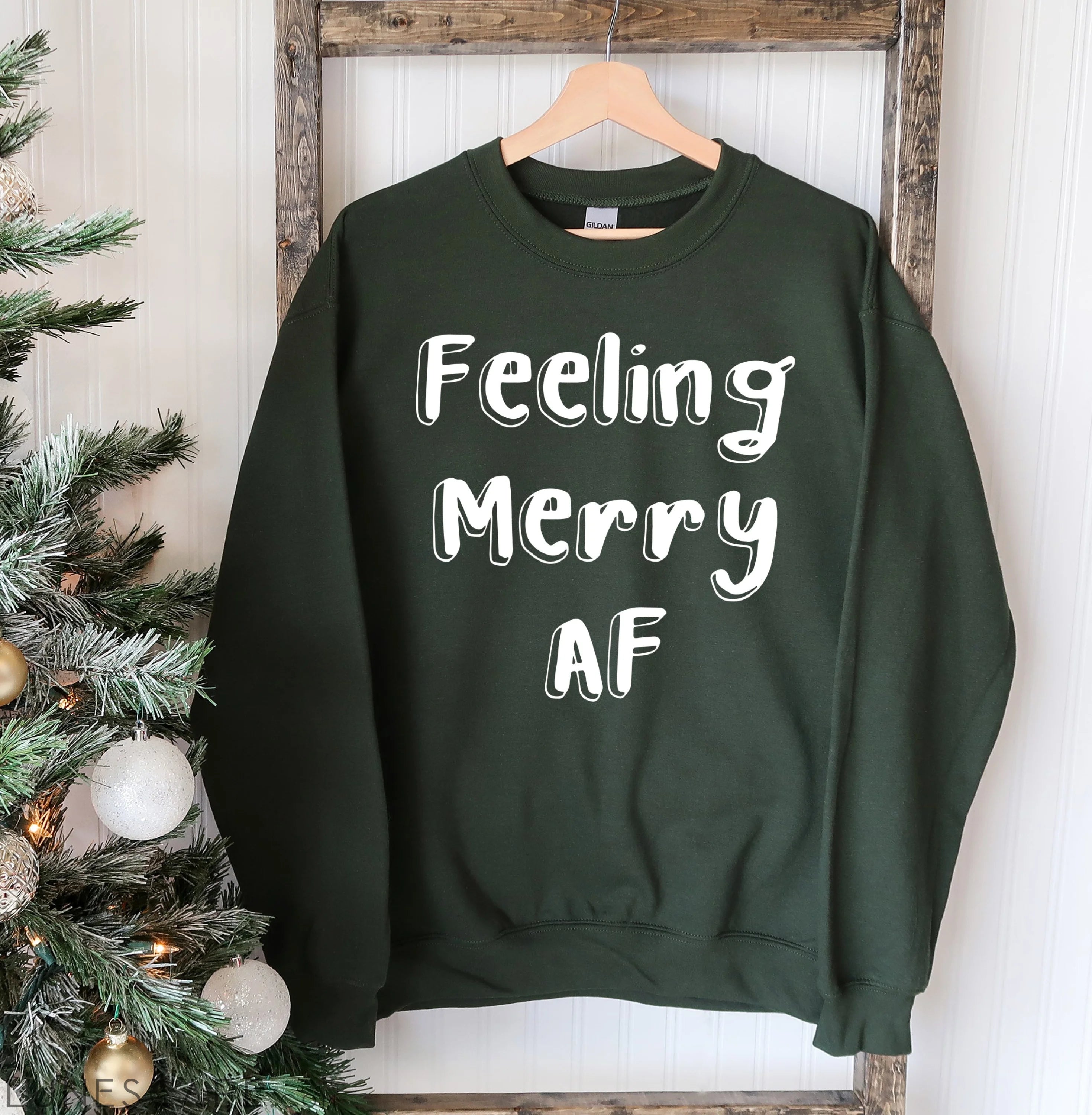 Feeling Merry AF Christmas Sweatshirt LUNESCAPE