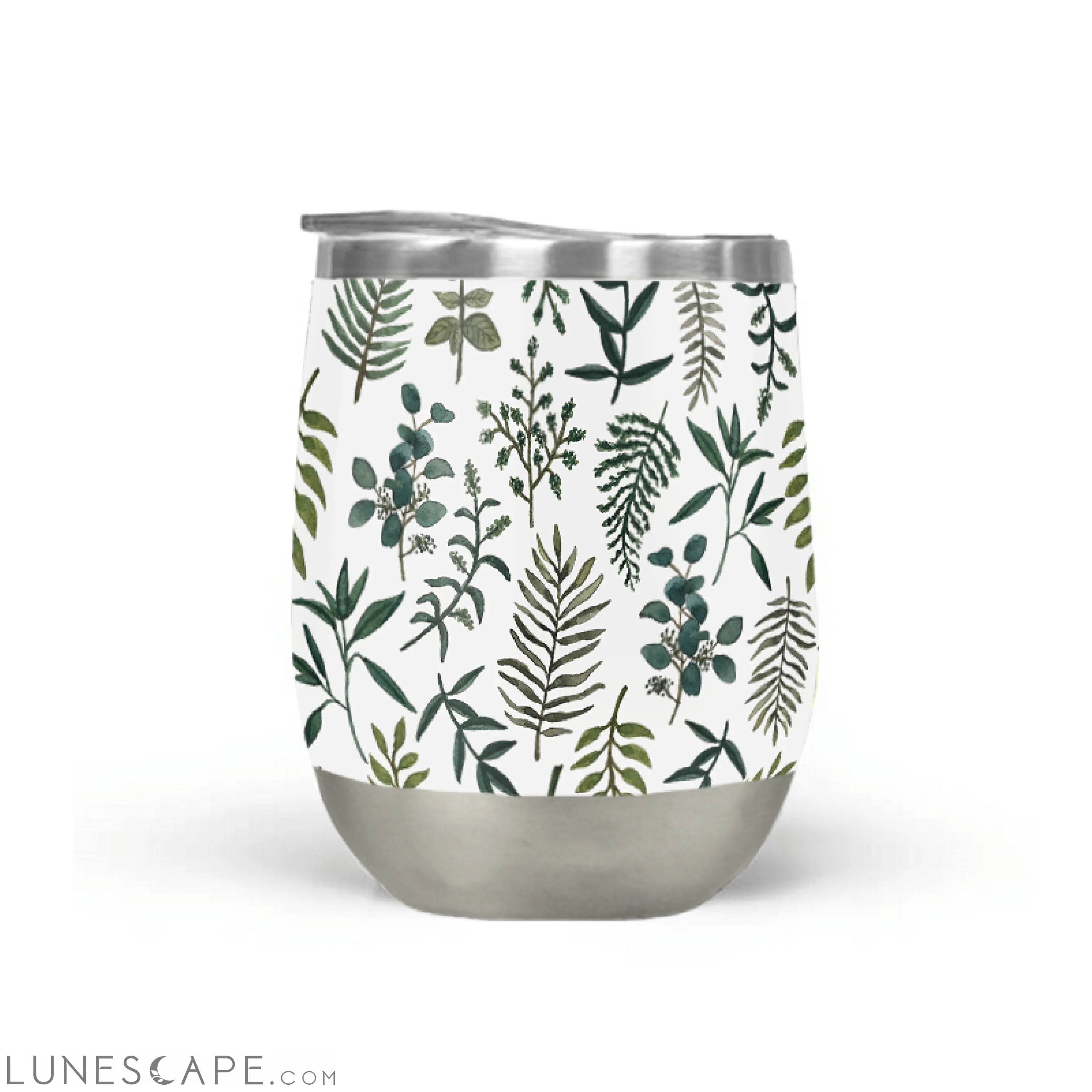 Fern Watercolor Stemless Wine Tumbler LUNESCAPE