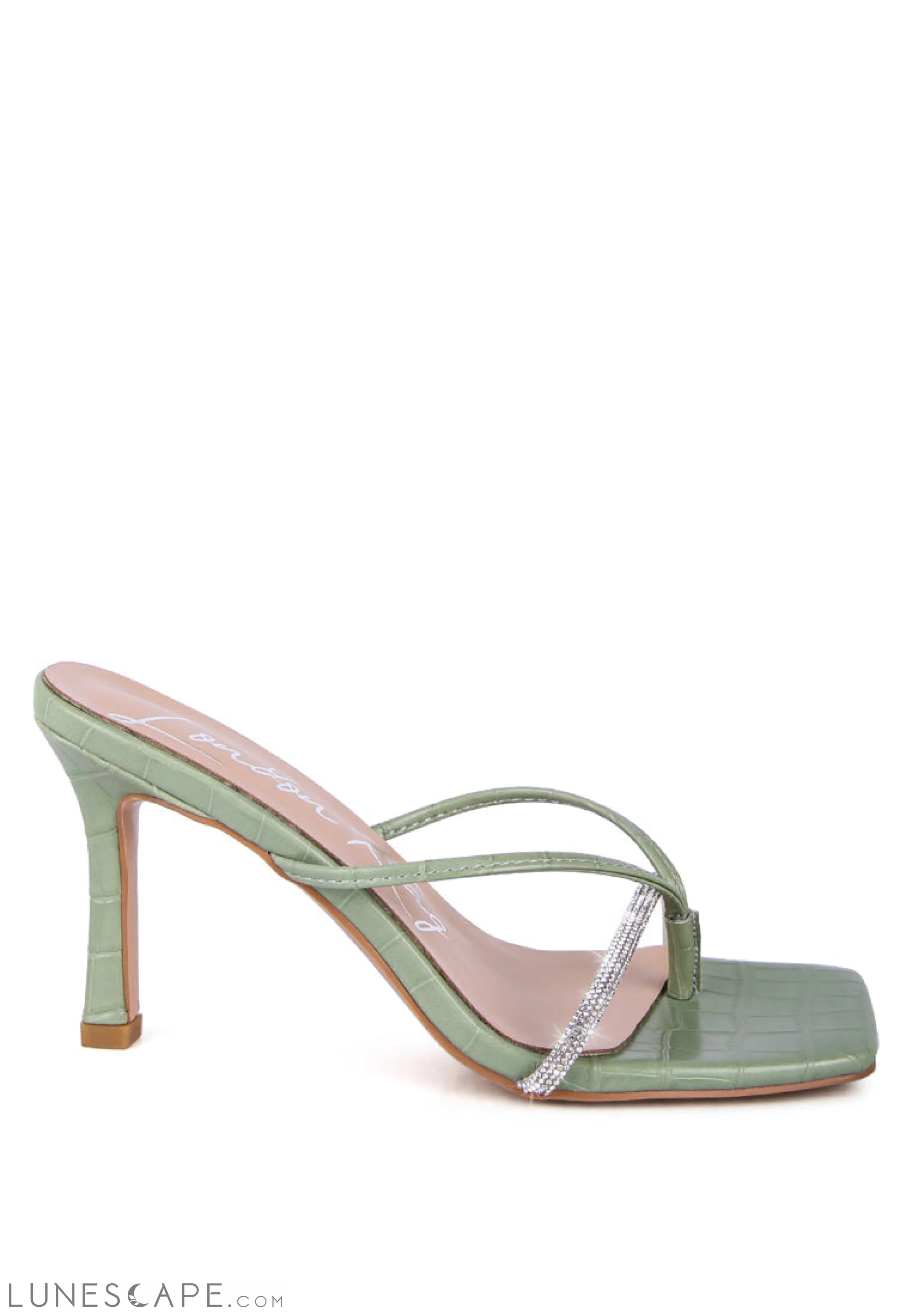 Fetish Croc Rhinestone Strap Sandals LUNESCAPE
