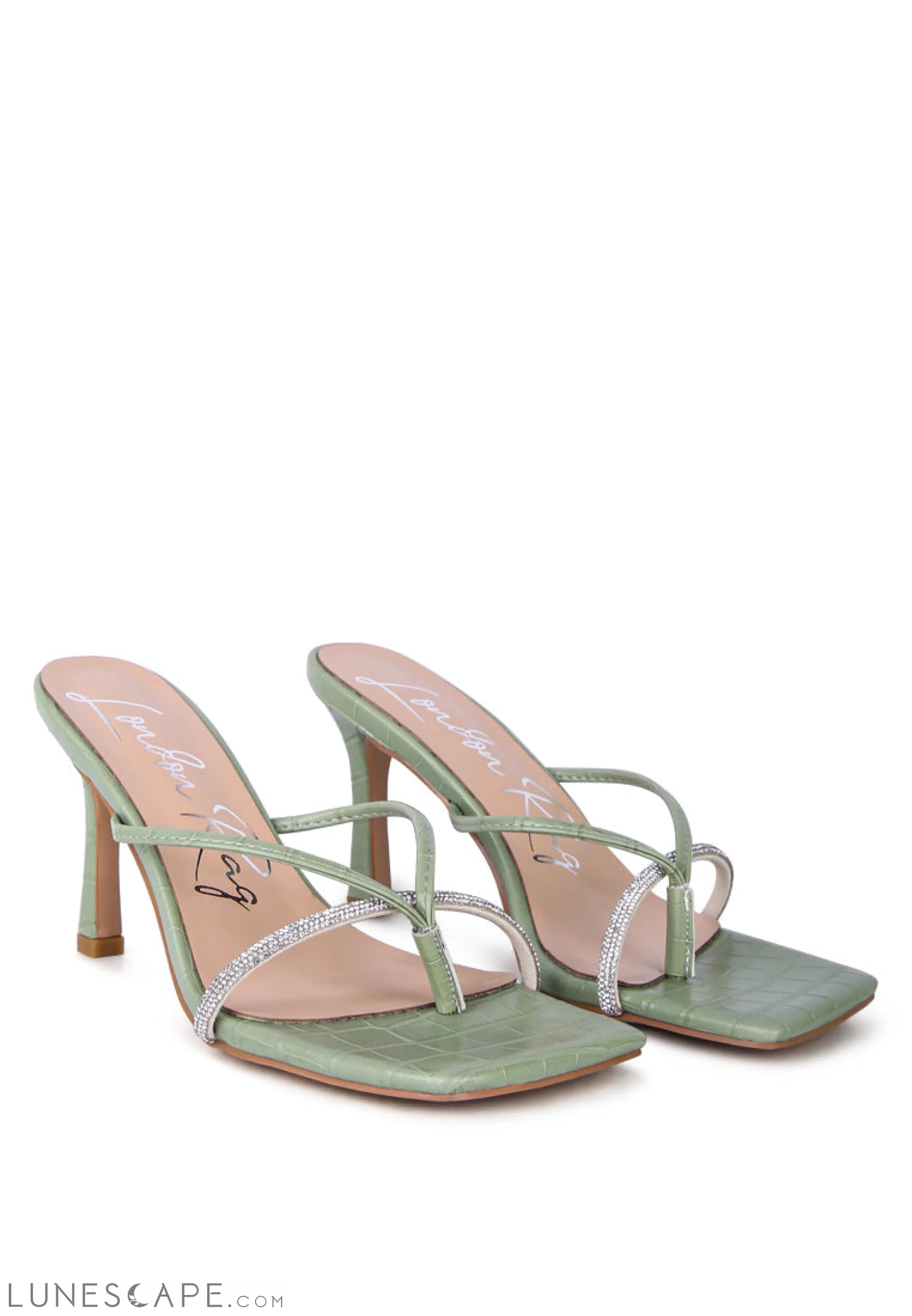 Fetish Croc Rhinestone Strap Sandals LUNESCAPE