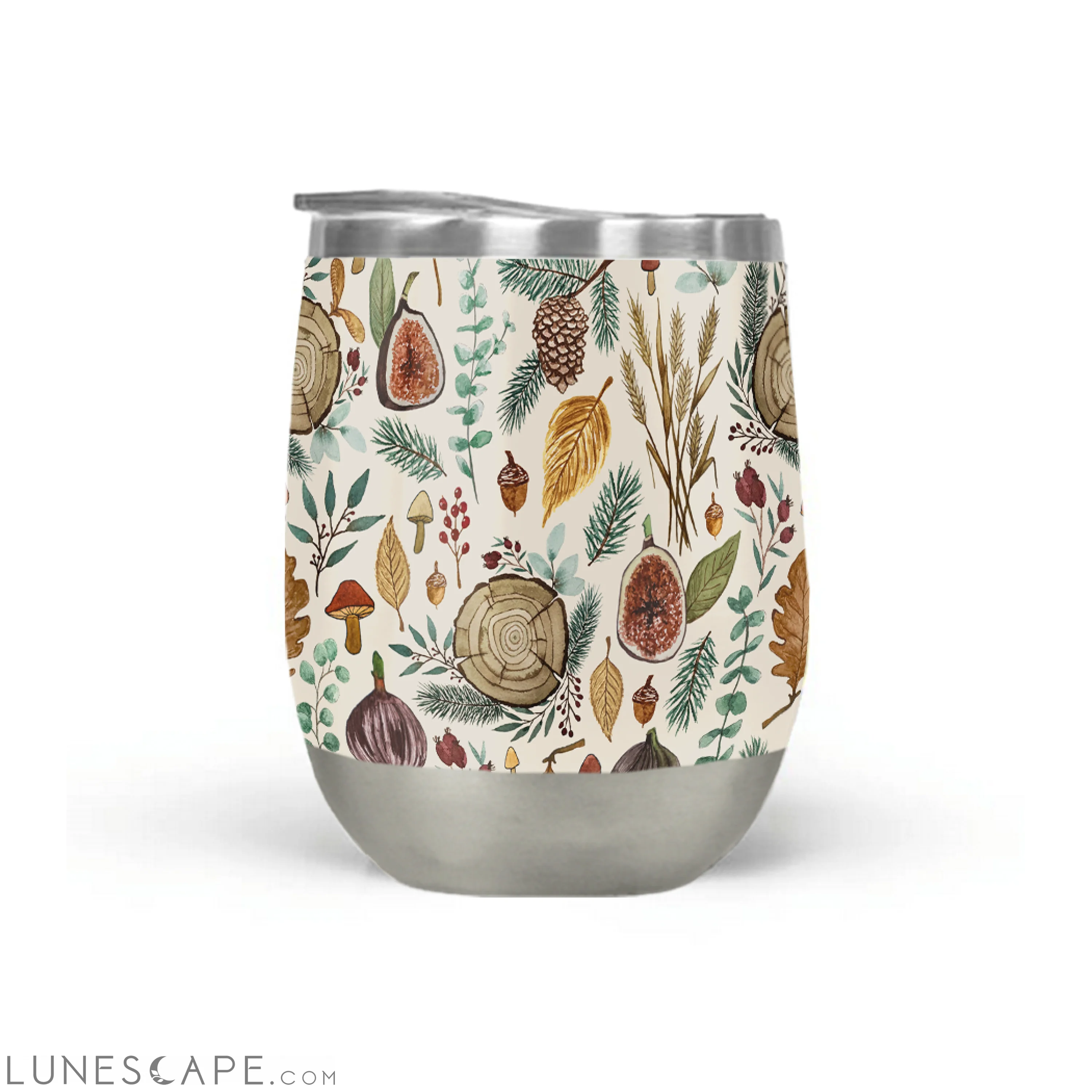 Figs, Mushrooms, and Leaves Wine Tumbler LUNESCAPE