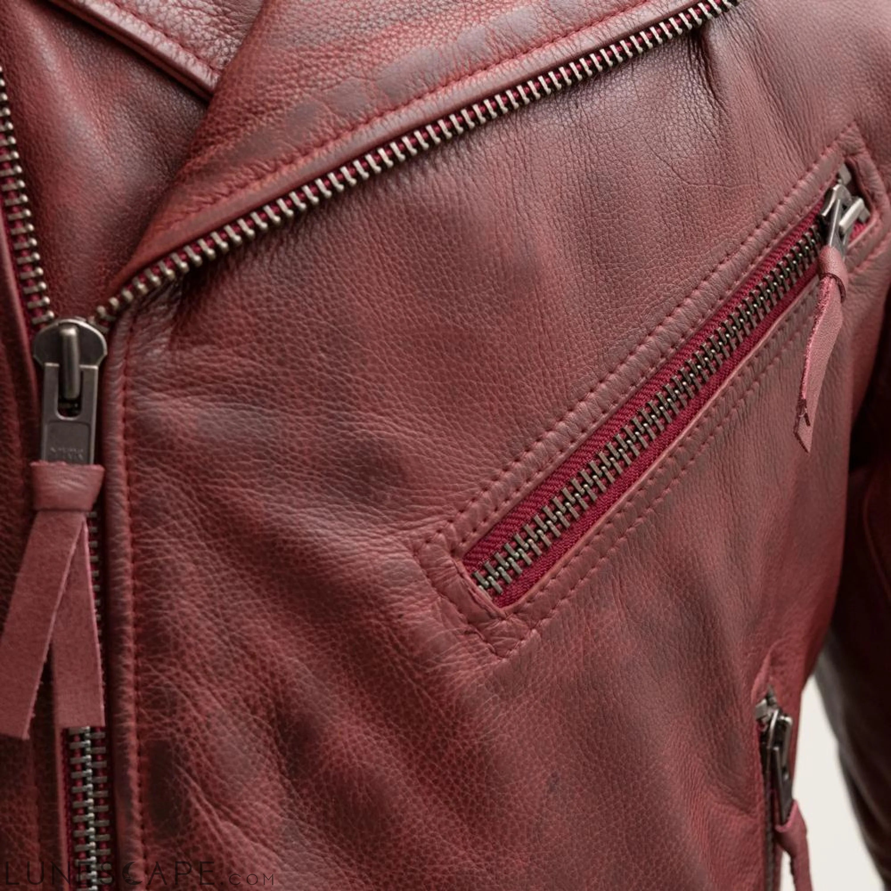 Fillmore - Men's Leather Motorcycle Jacket (Oxblood) LUNESCAPE