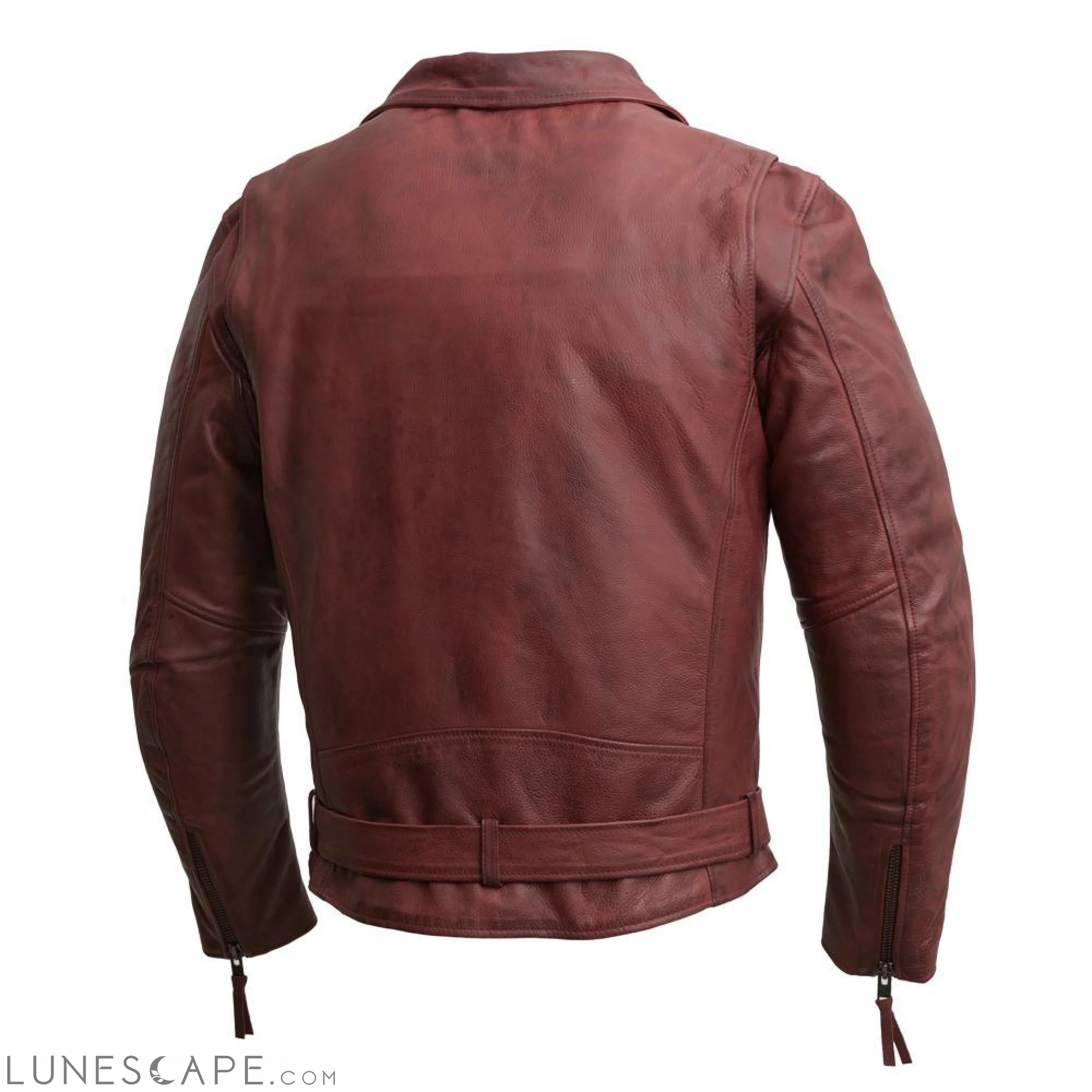 Fillmore - Men's Leather Motorcycle Jacket (Oxblood) LUNESCAPE