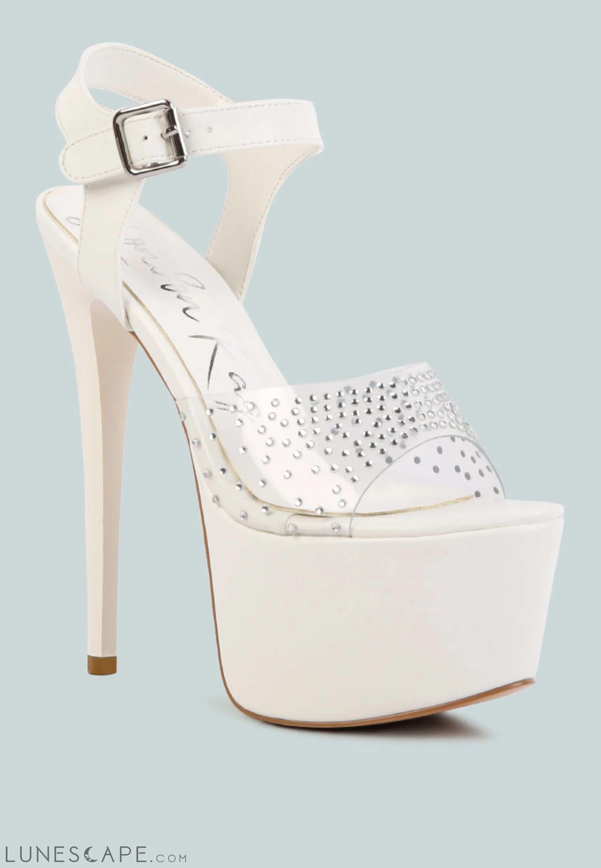 First Date Ultra High Heel Clear Ope Toe Slingback Ultra High-Heel Platform Stiletto Sandals LUNESCAPE