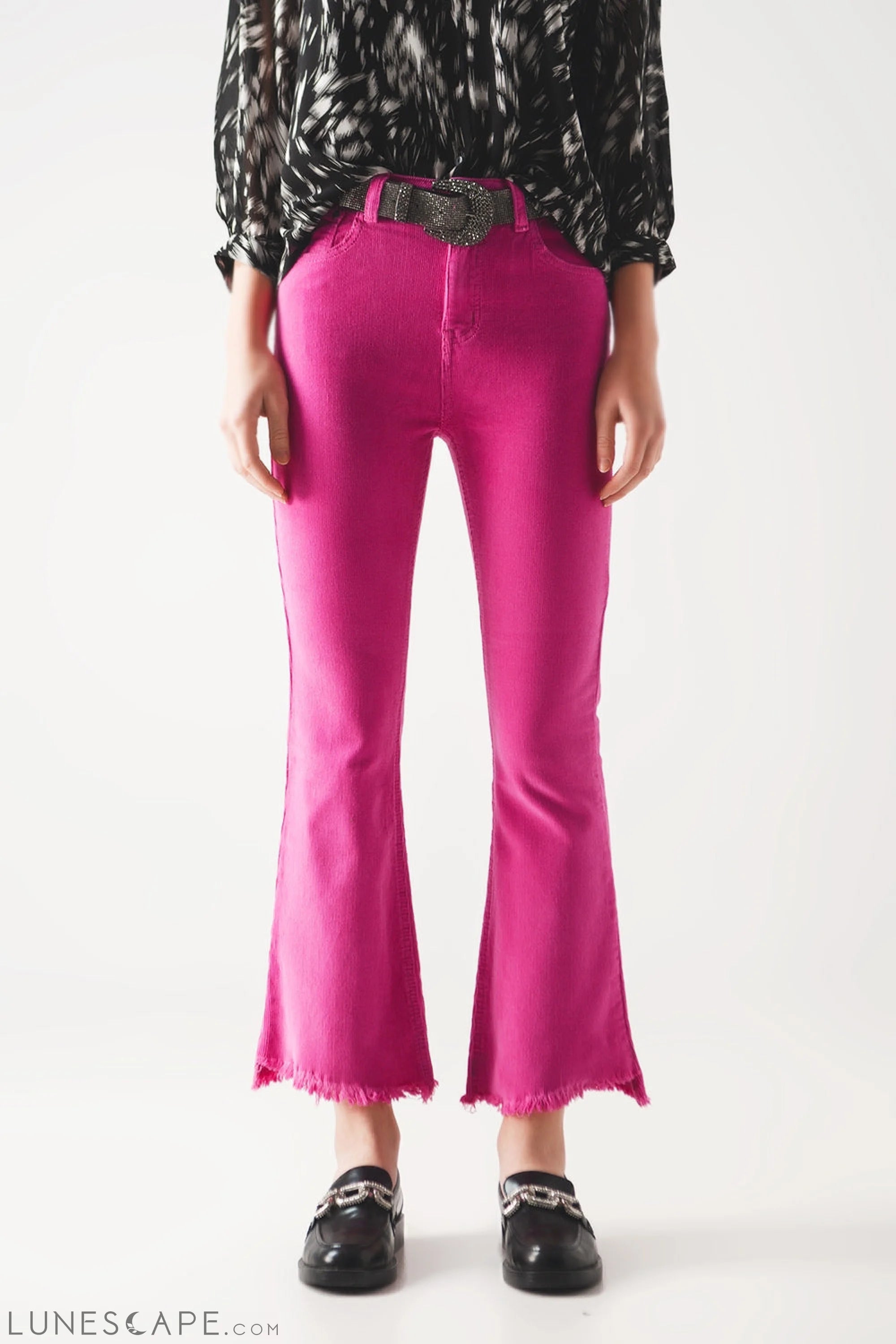 Flare Corduroy Pants in Fucshia LUNESCAPE