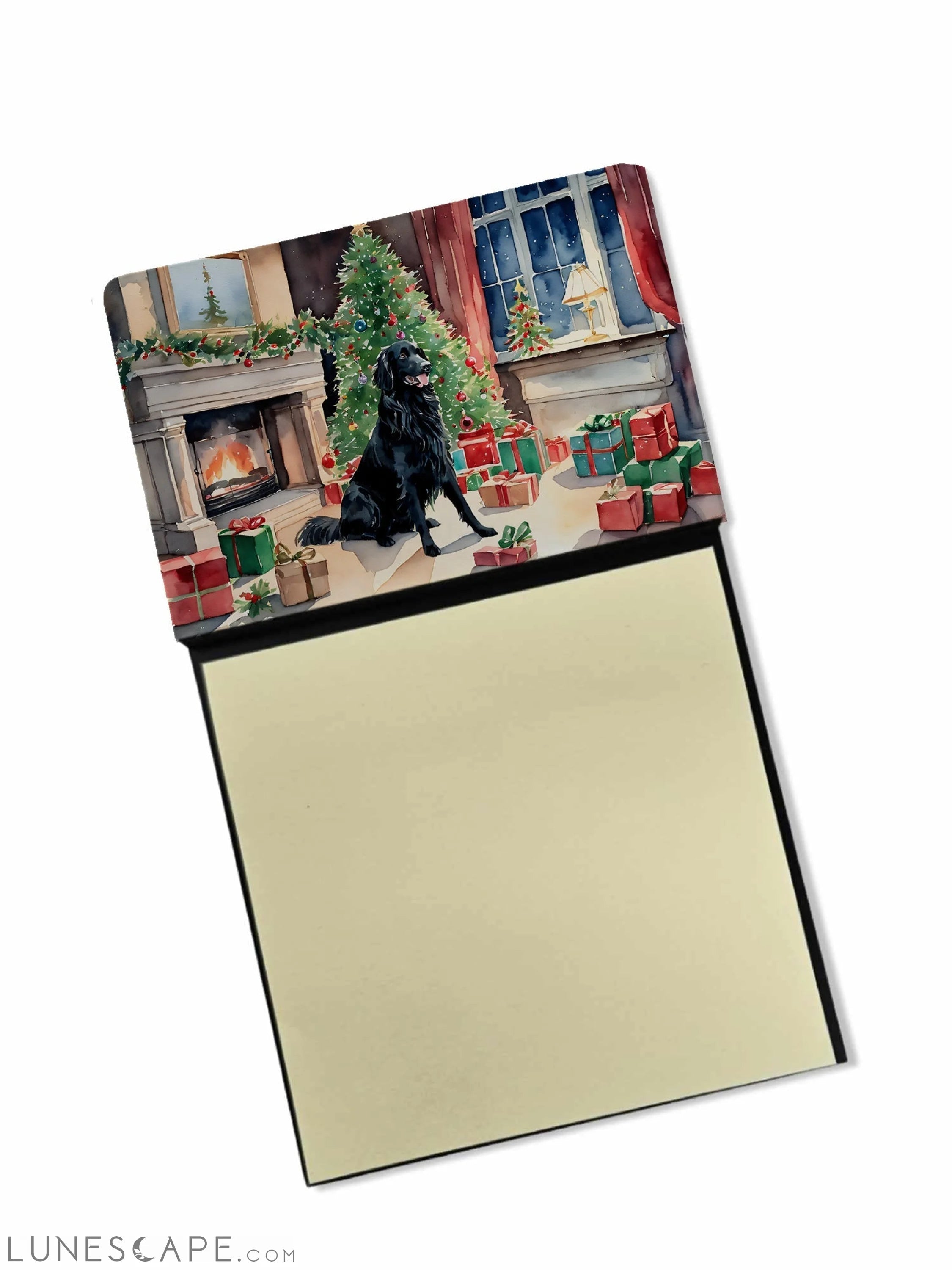 Flat-Coated Retriever Cozy Christmas Sticky Note Holder LUNESCAPE