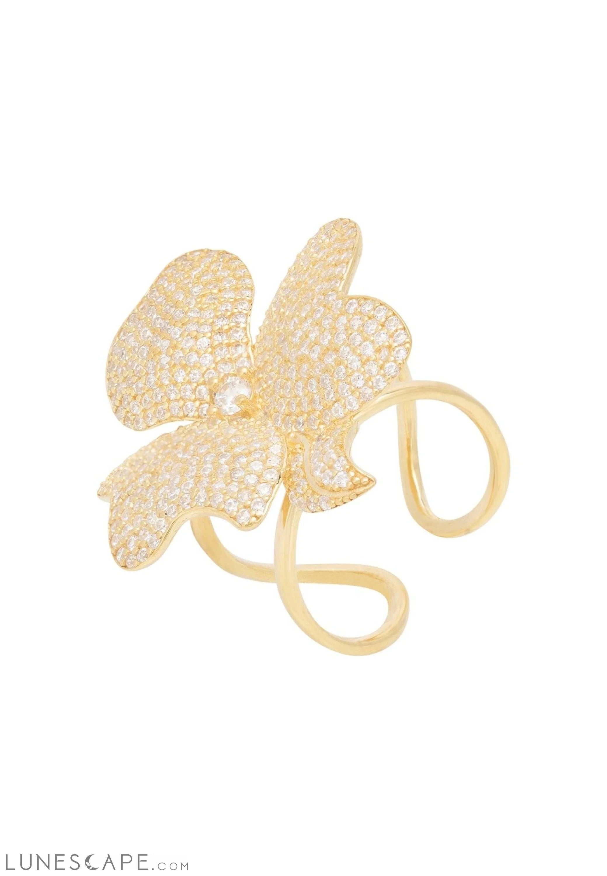 Flower Cocktail Ring Gold LUNESCAPE