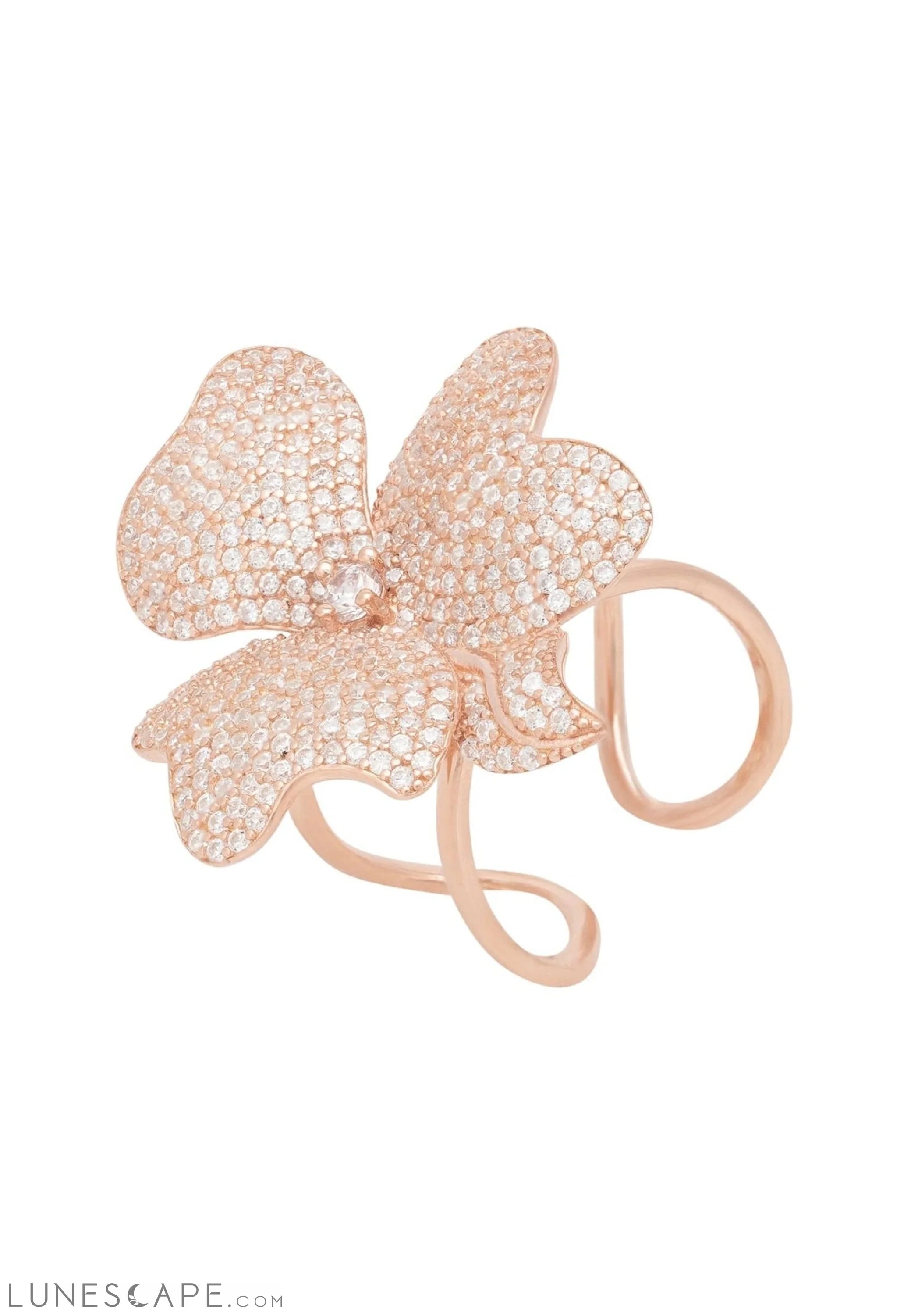 Flower Cocktail Ring Rosegold LUNESCAPE