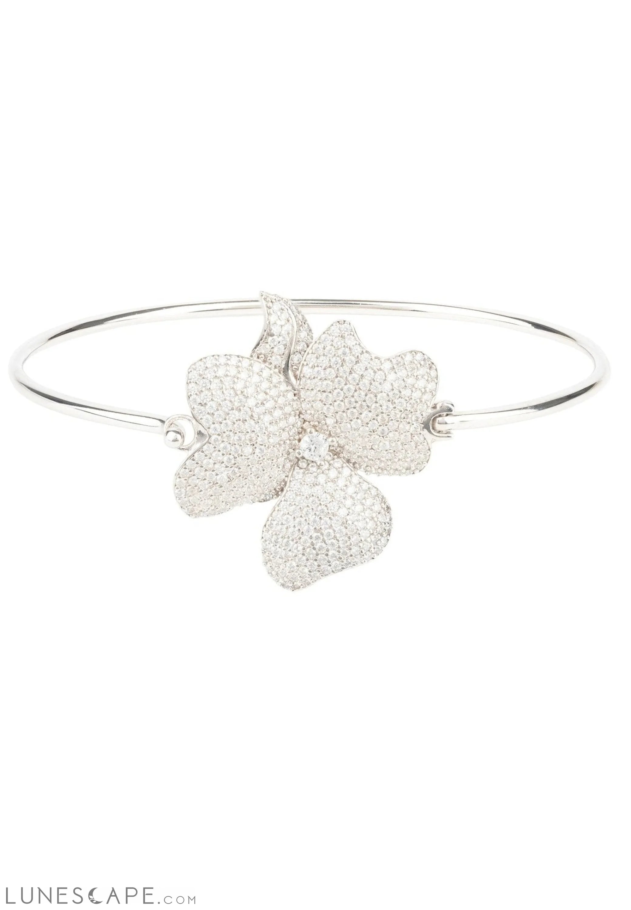 Flower Large Statement Cuff Bracelet Silver LUNESCAPE