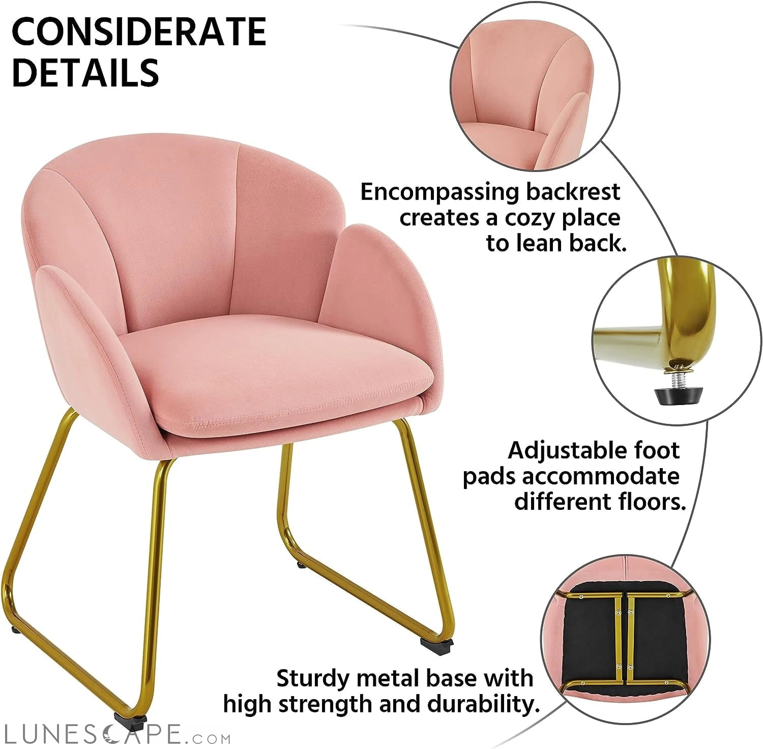 Flower Shape Velvet Vanity Chair Armchair, Modern Side Chair Makeup LUNESCAPE