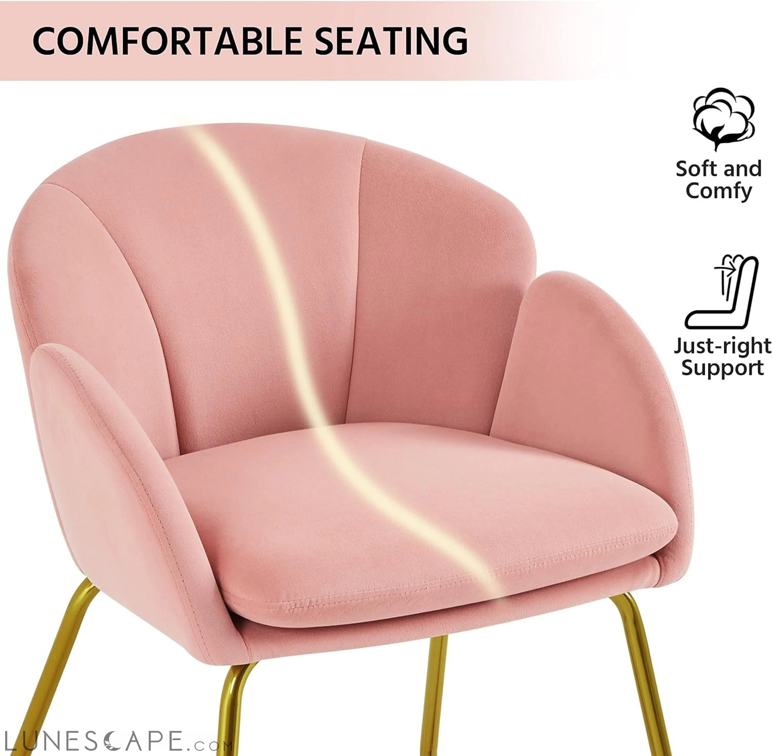 Flower Shape Velvet Vanity Chair Armchair, Modern Side Chair Makeup LUNESCAPE