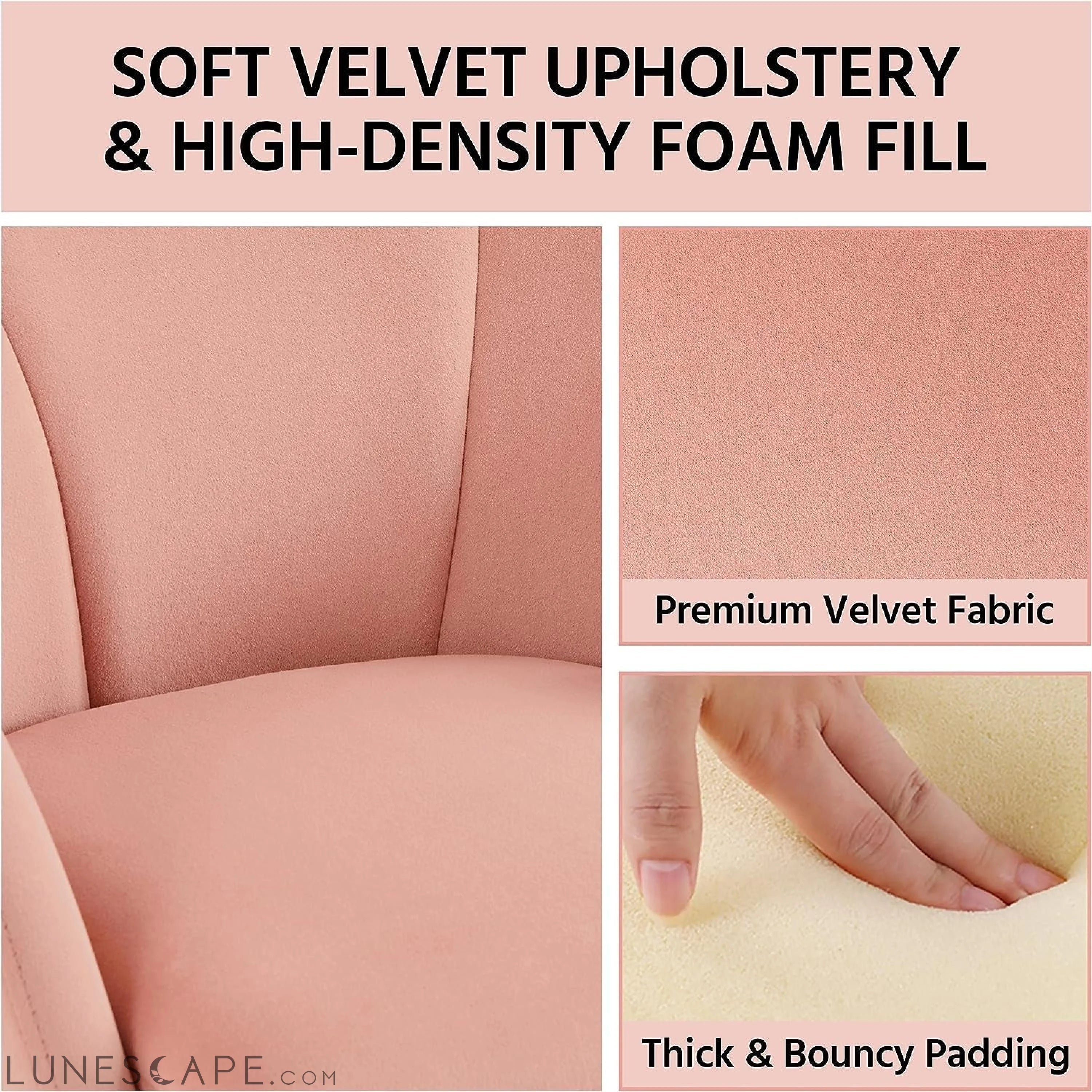 Flower Shape Velvet Vanity Chair Armchair, Modern Side Chair Makeup LUNESCAPE