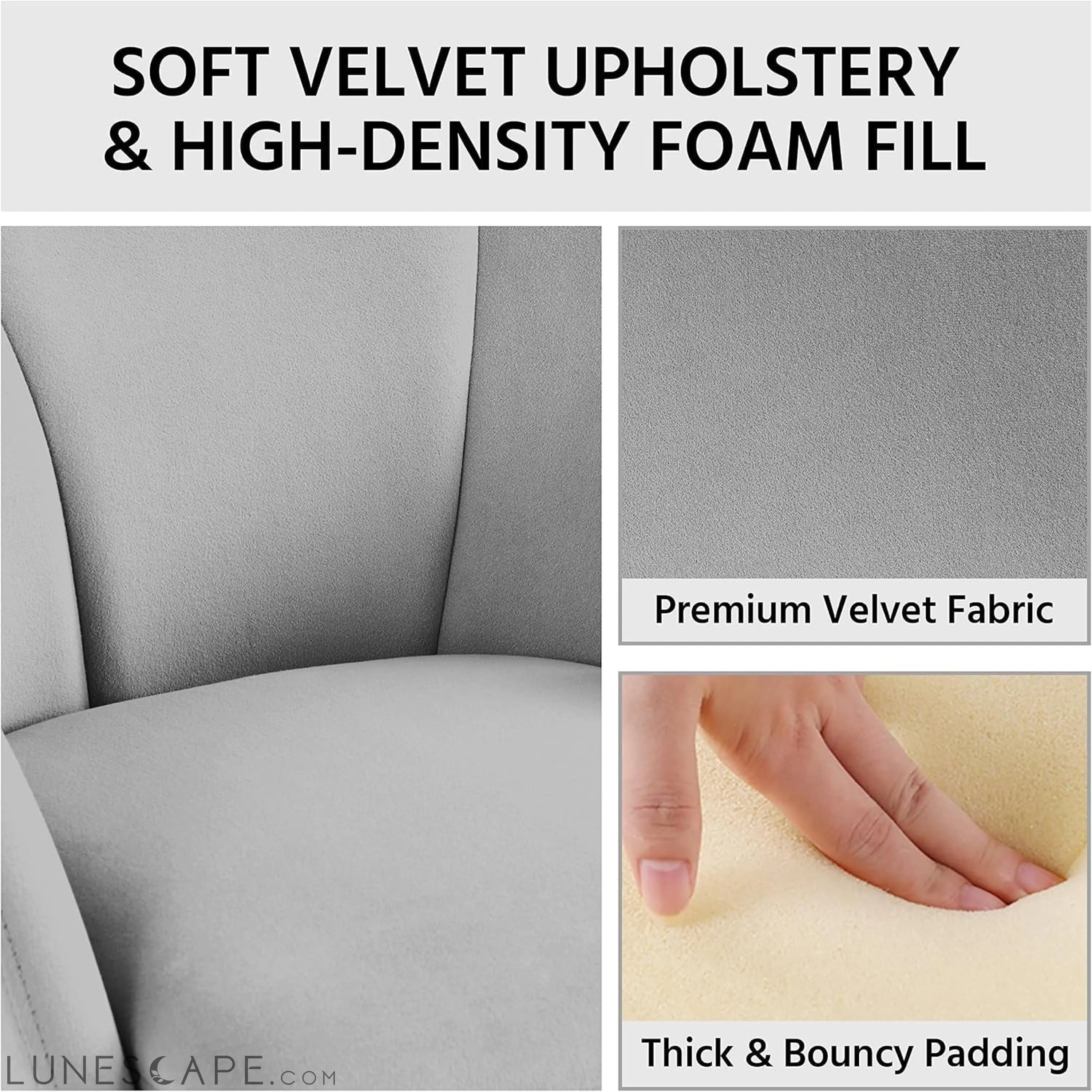 Flower Shape Velvet Vanity Chair, Modern Side Chair Armchair with LUNESCAPE