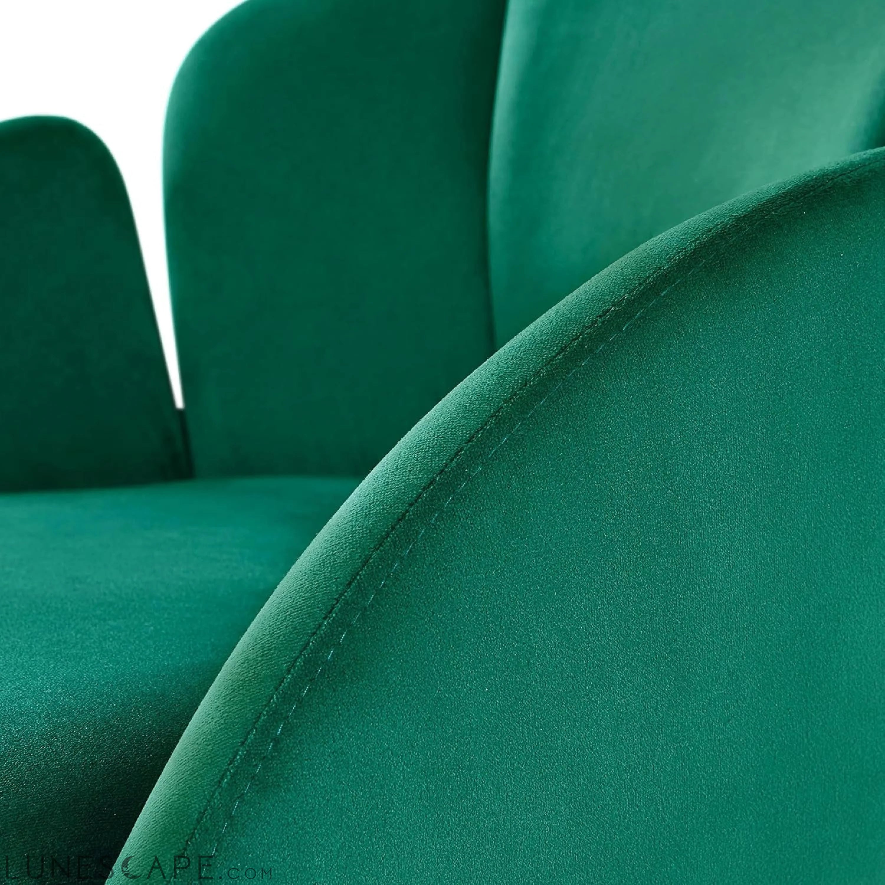 Flower Velvet Vanity Chair, Modern Side Chair Armchair with Golden LUNESCAPE