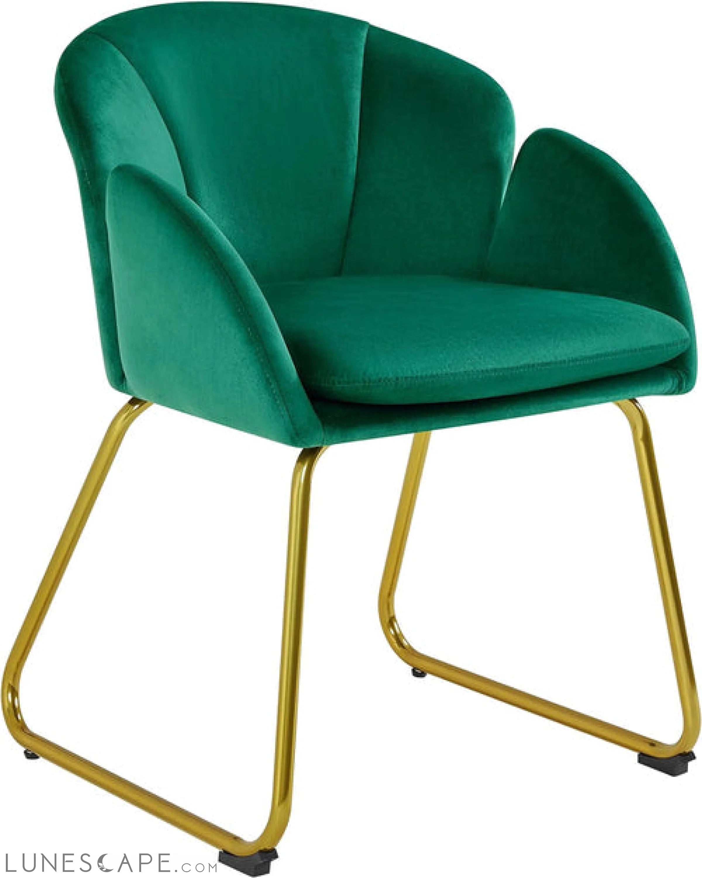 Flower Velvet Vanity Chair, Modern Side Chair Armchair with Golden LUNESCAPE