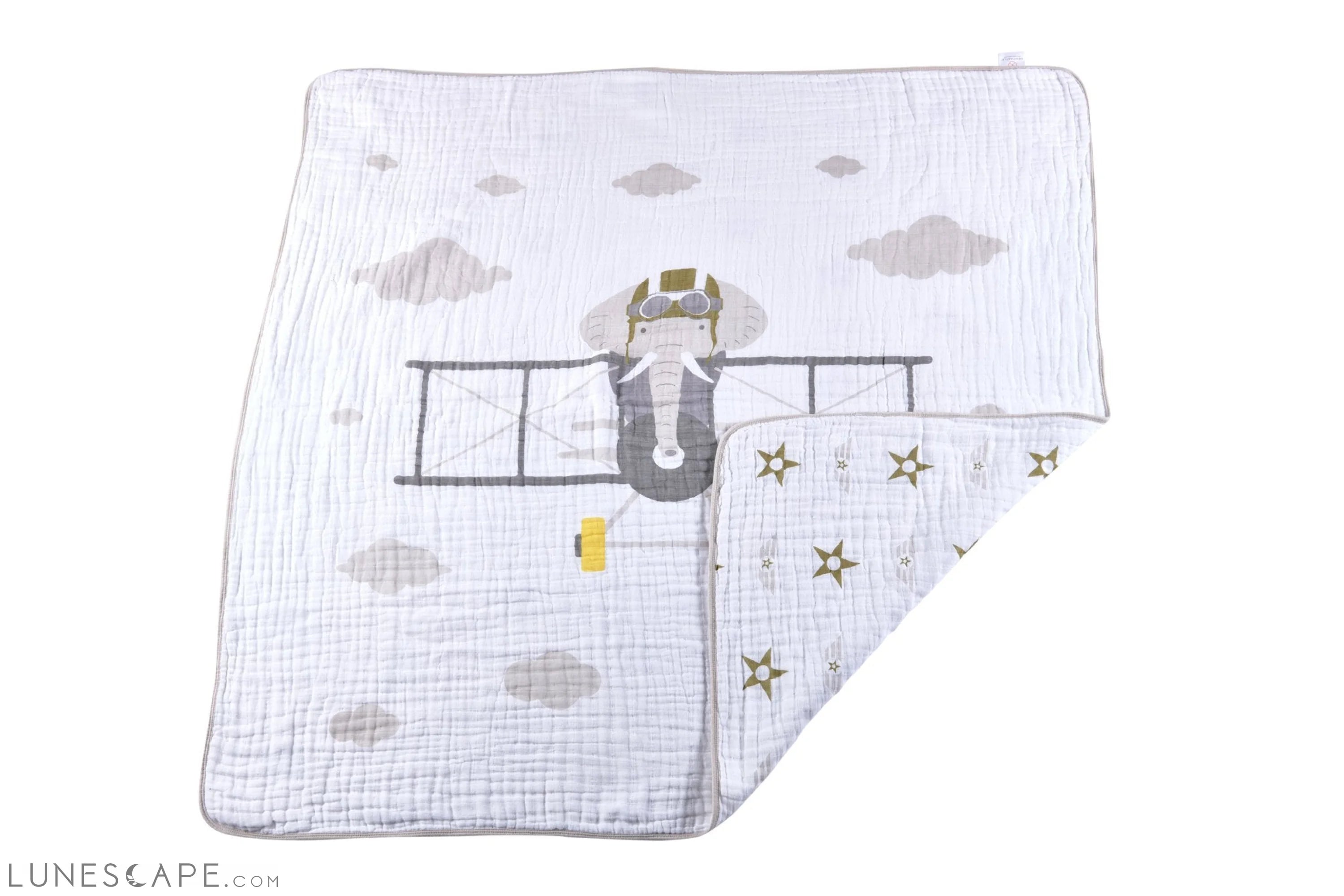 Flying Elephant Cotton Muslin Newcastle Blanket LUNESCAPE