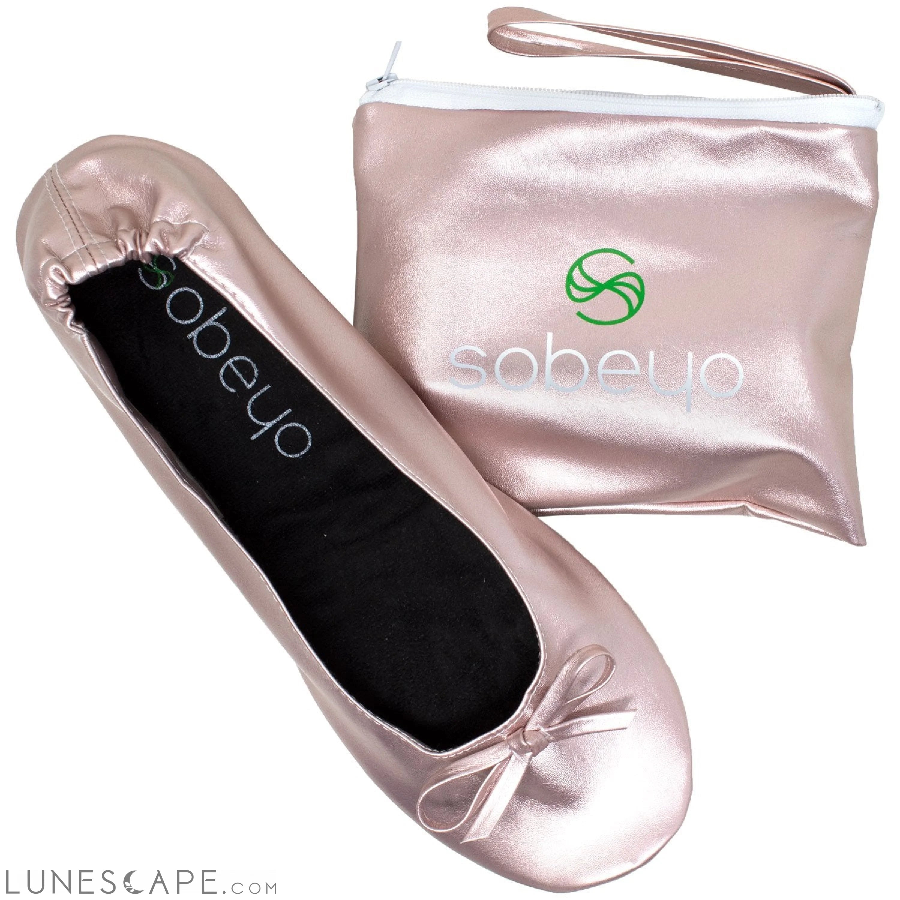 Foldable Ballet Flats Women's Travel Portable Comfortable Shoes Gold LUNESCAPE