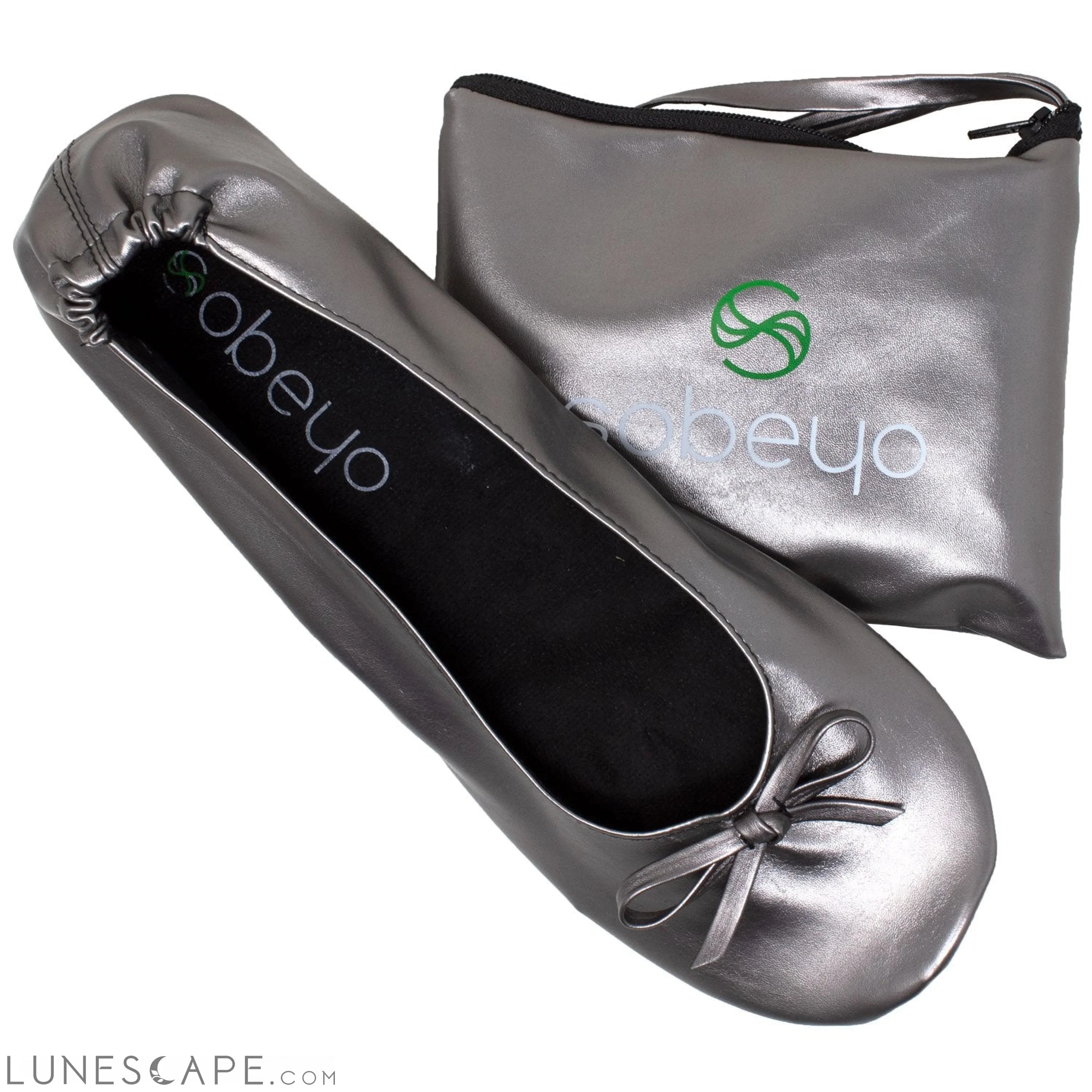 Foldable Ballet Flats Women's Travel Portable Comfortable Shoes Gray LUNESCAPE