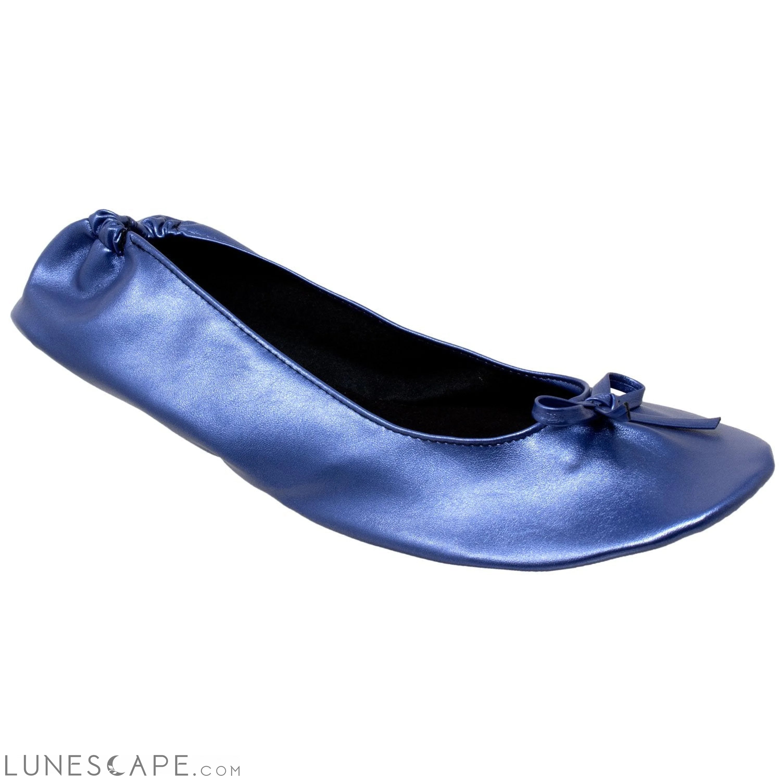 Foldable Ballet Flats Women's Travel Portable Comfortable Shoes Navy LUNESCAPE