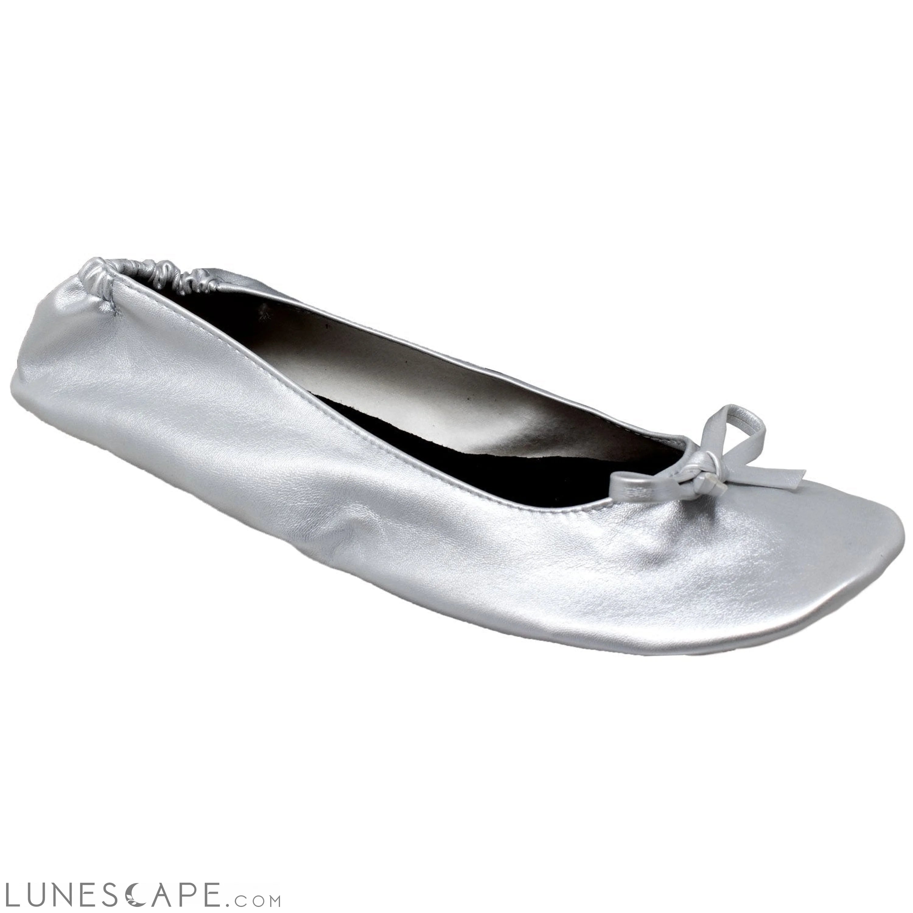 Foldable Ballet Flats Women's Travel Portable Comfortable Shoes Silver LUNESCAPE