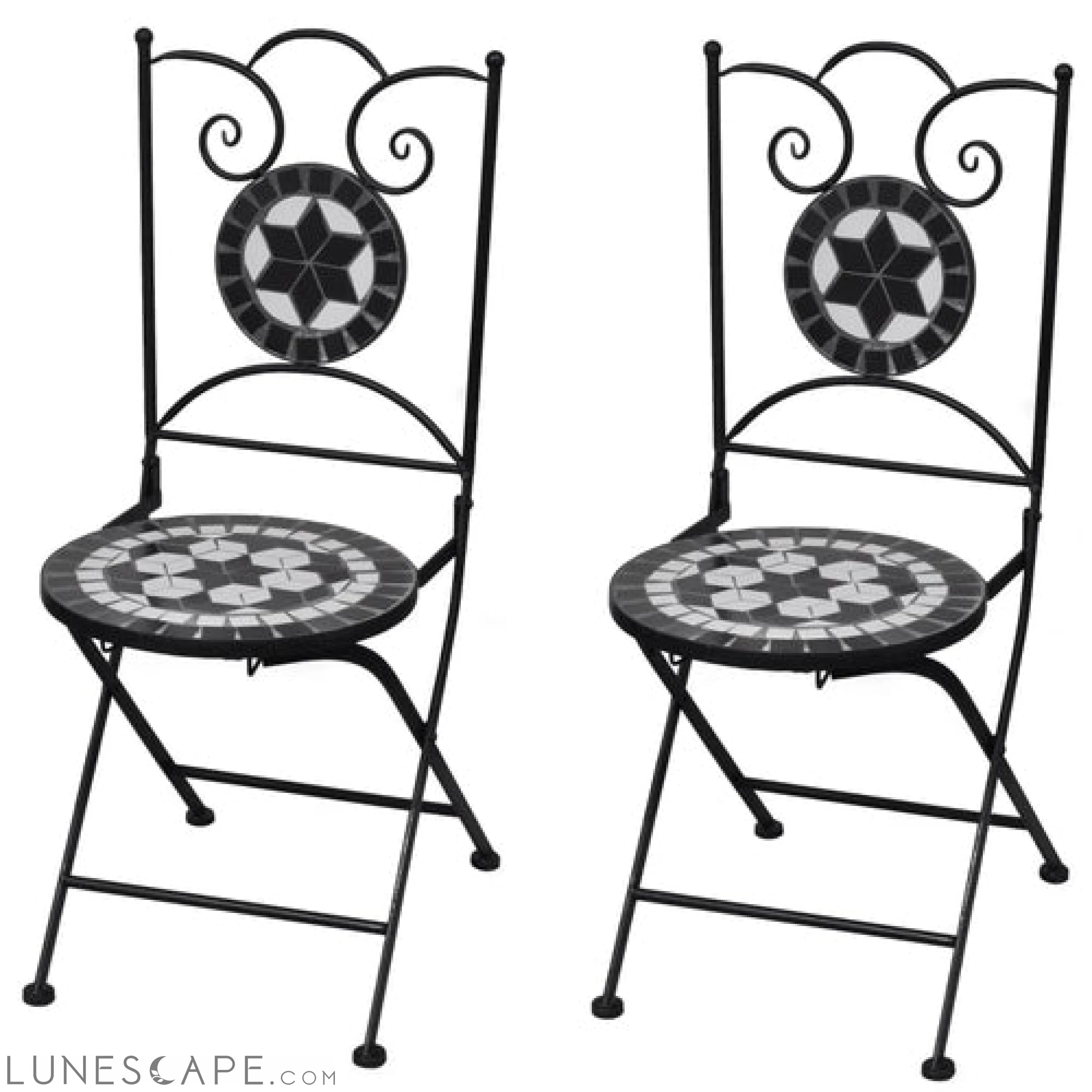 Folding Bistro Chairs 2 pcs Ceramic Terracotta and White LUNESCAPE
