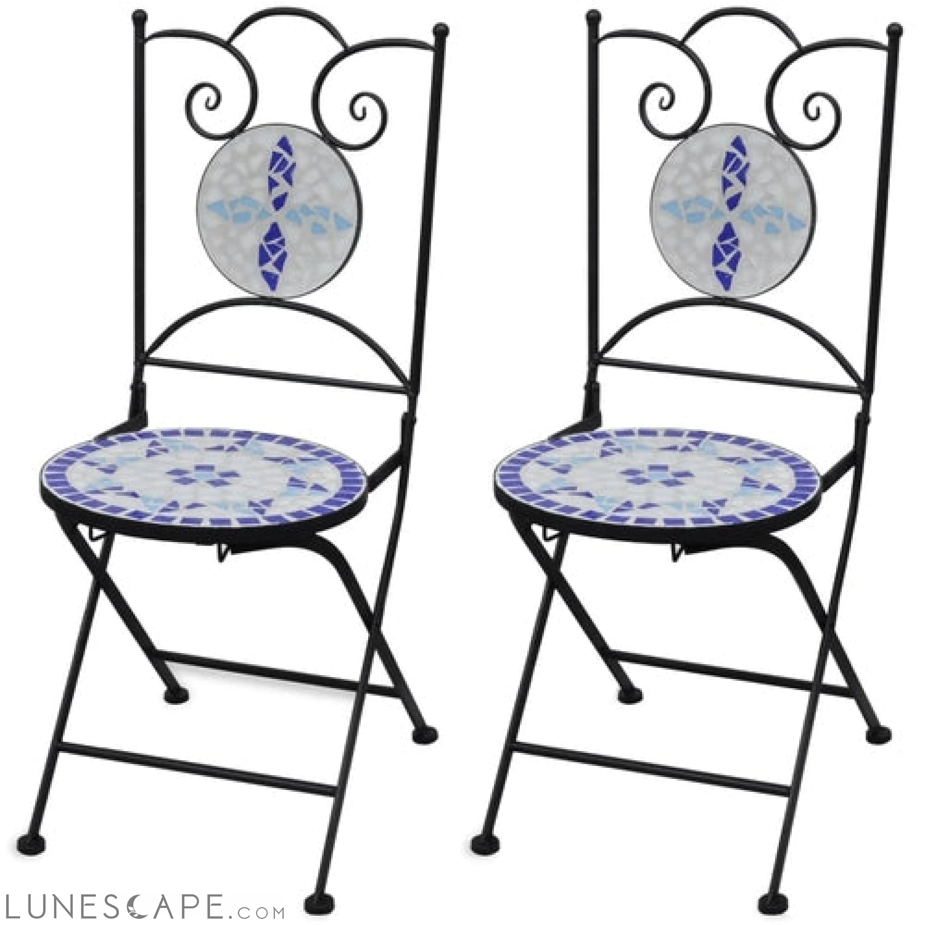 Folding Bistro Chairs 2 pcs Ceramic Terracotta and White LUNESCAPE
