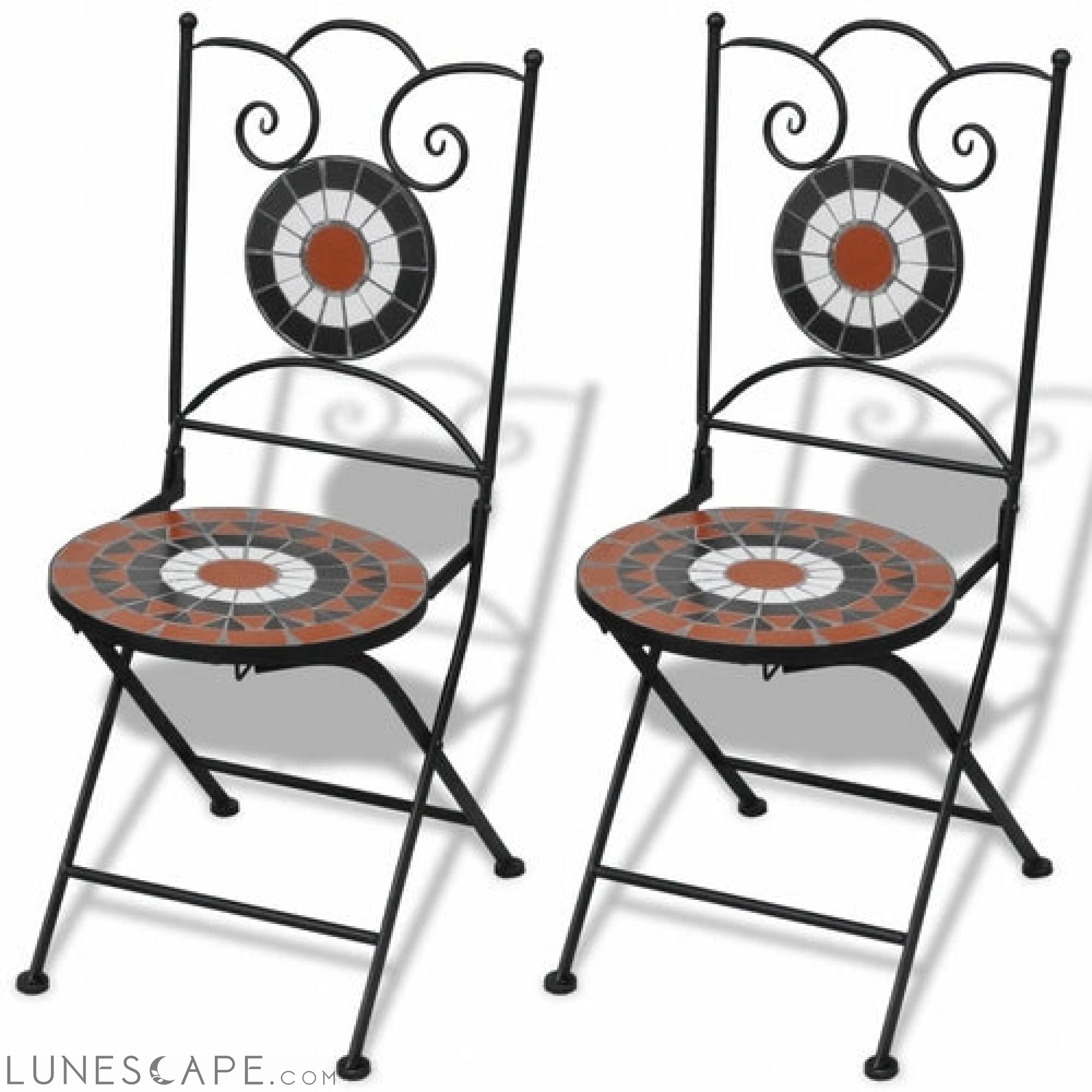 Folding Bistro Chairs 2 pcs Ceramic Terracotta and White LUNESCAPE