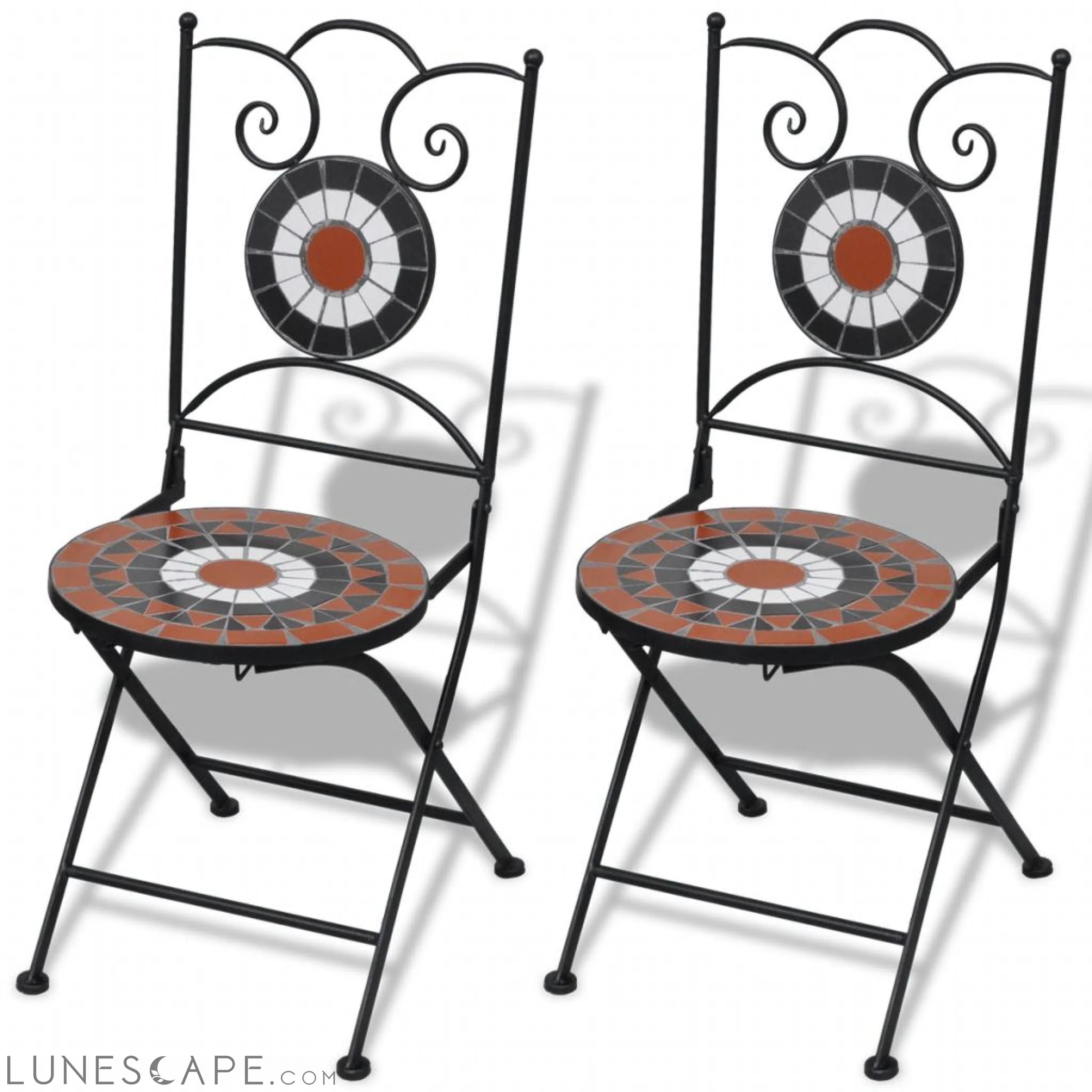 Folding Bistro Chairs 2 pcs Ceramic Terracotta and White LUNESCAPE