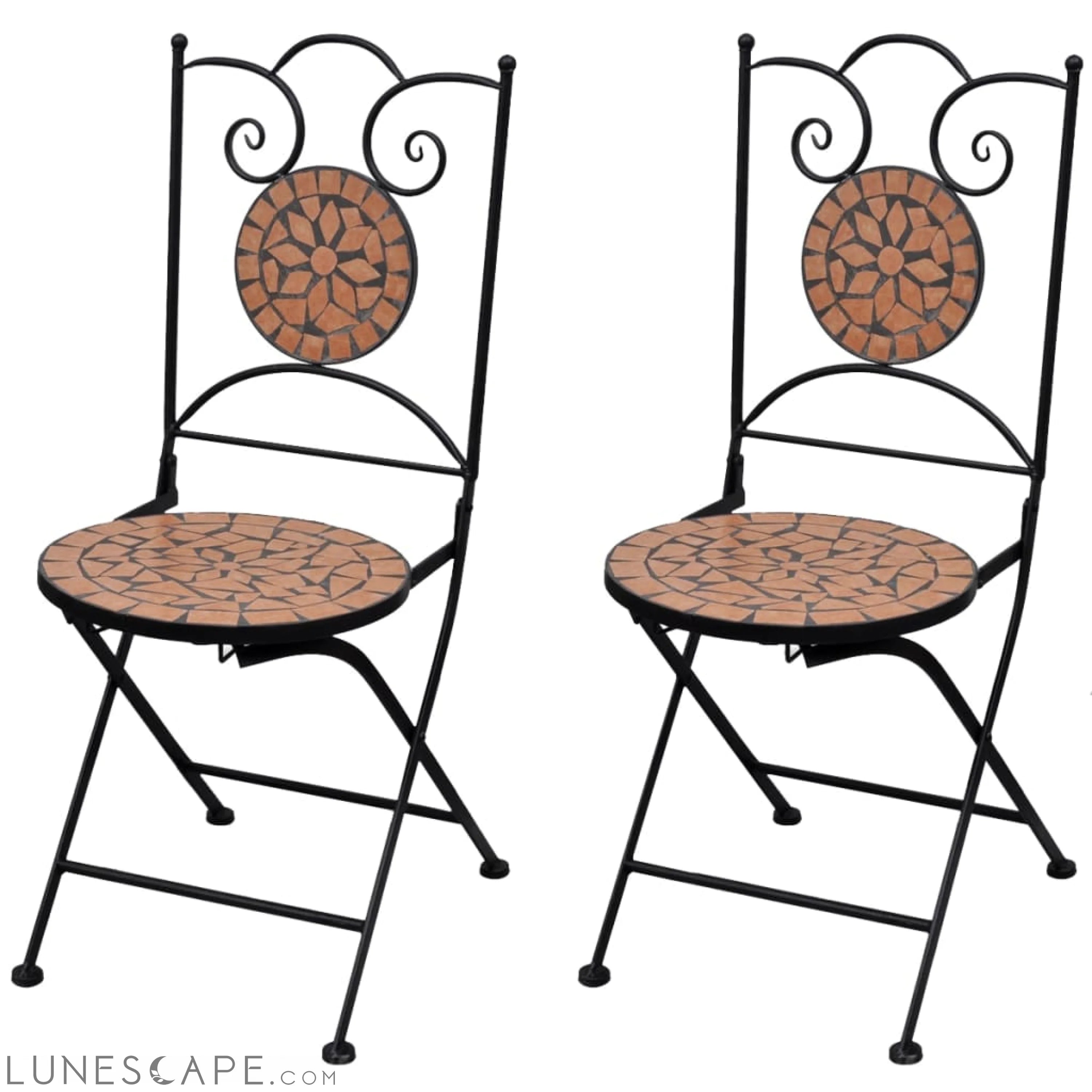 Folding Bistro Chairs 2 pcs Ceramic Terracotta and White LUNESCAPE