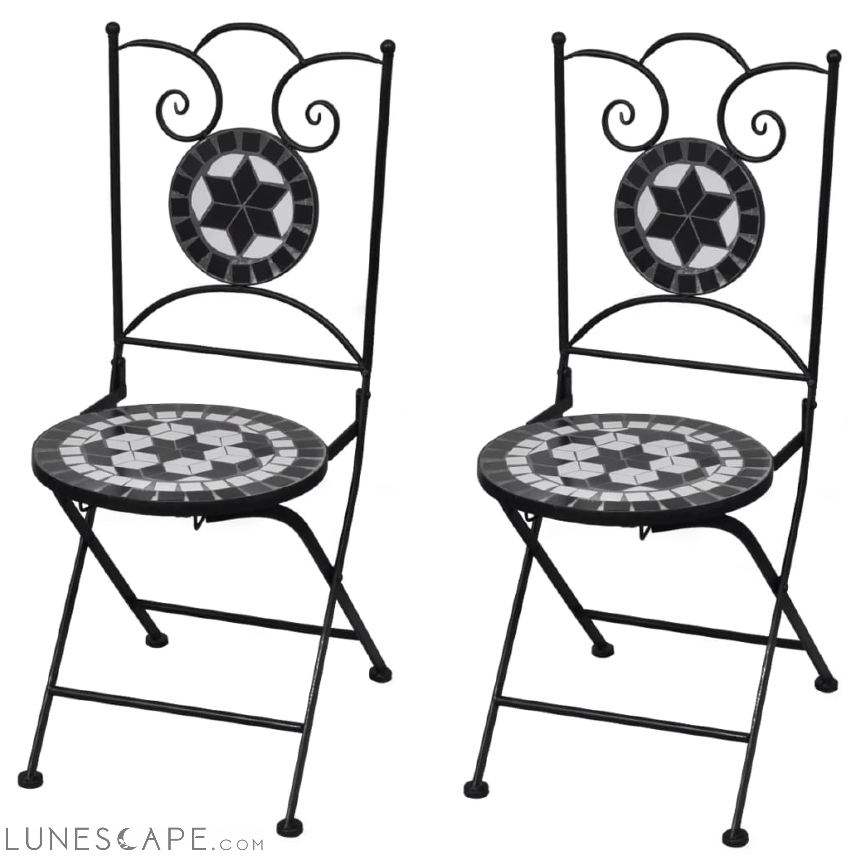Folding Bistro Chairs 2 pcs Ceramic Terracotta and White LUNESCAPE