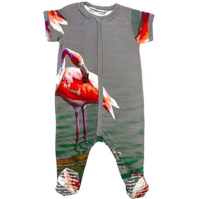 Footie - Short Sleeve - Flamingo LUNESCAPE