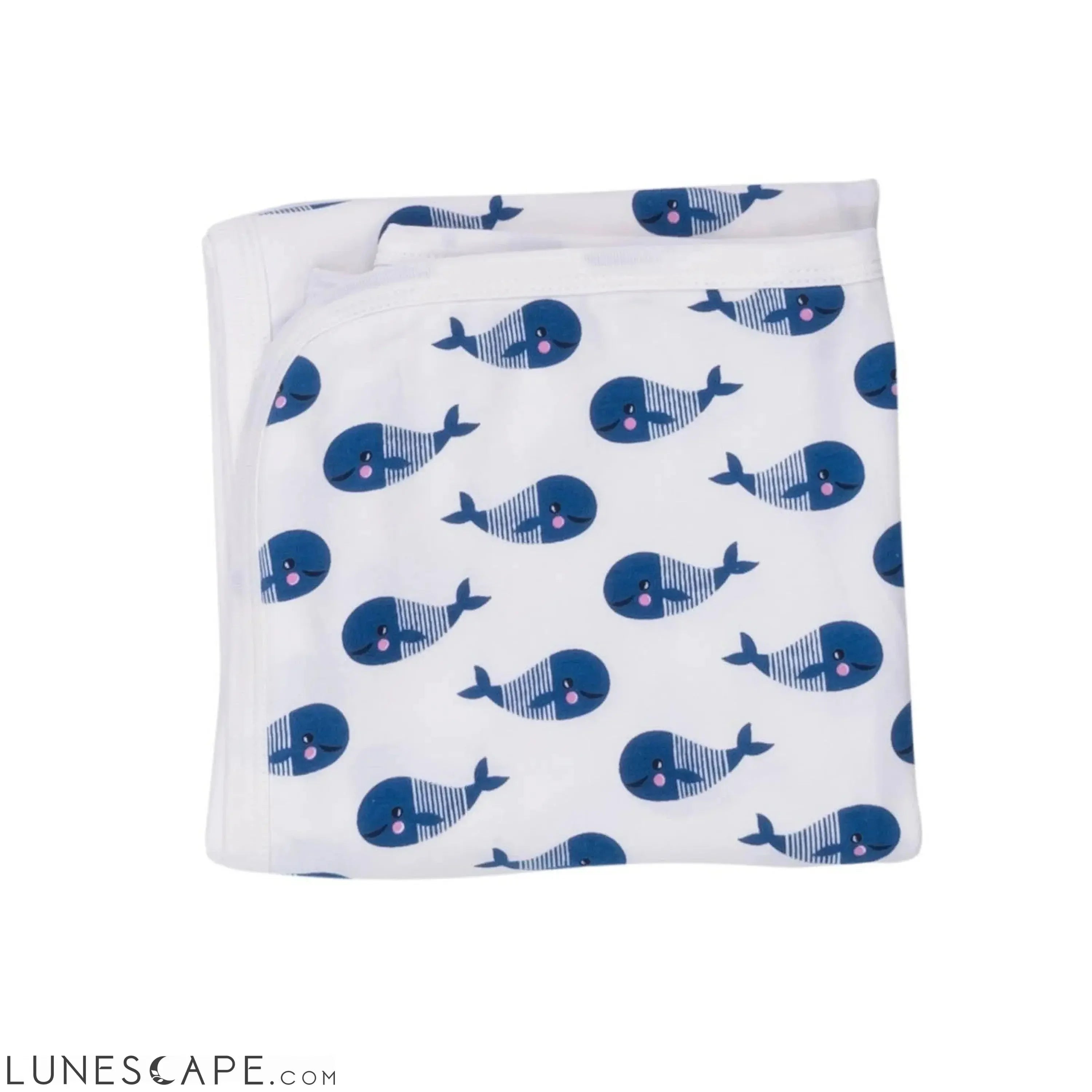 "Forever" Organic Baby Blanket - Blue Whale LUNESCAPE
