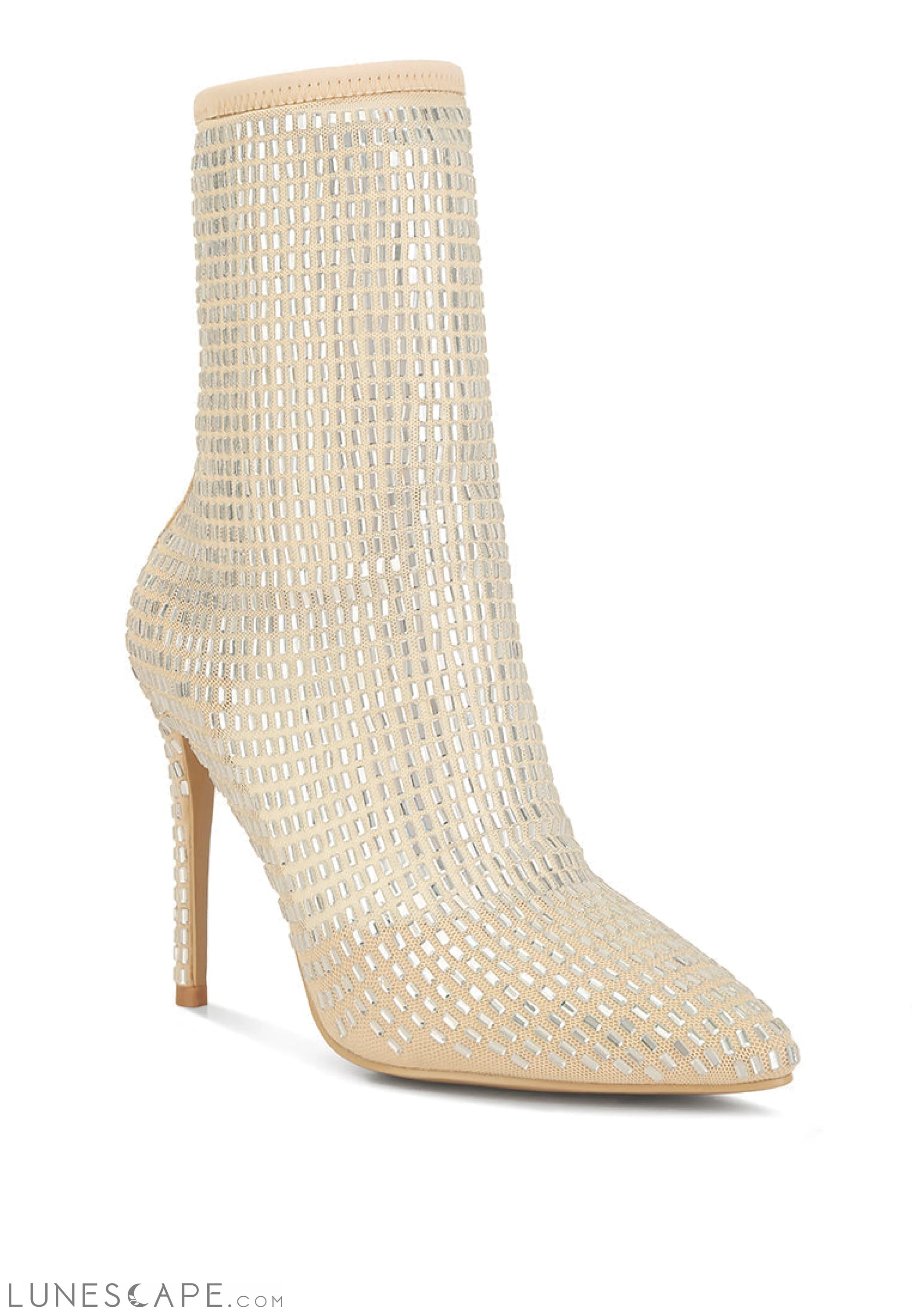 Fortunate Rhinestones Embellished Mesh Boots LUNESCAPE