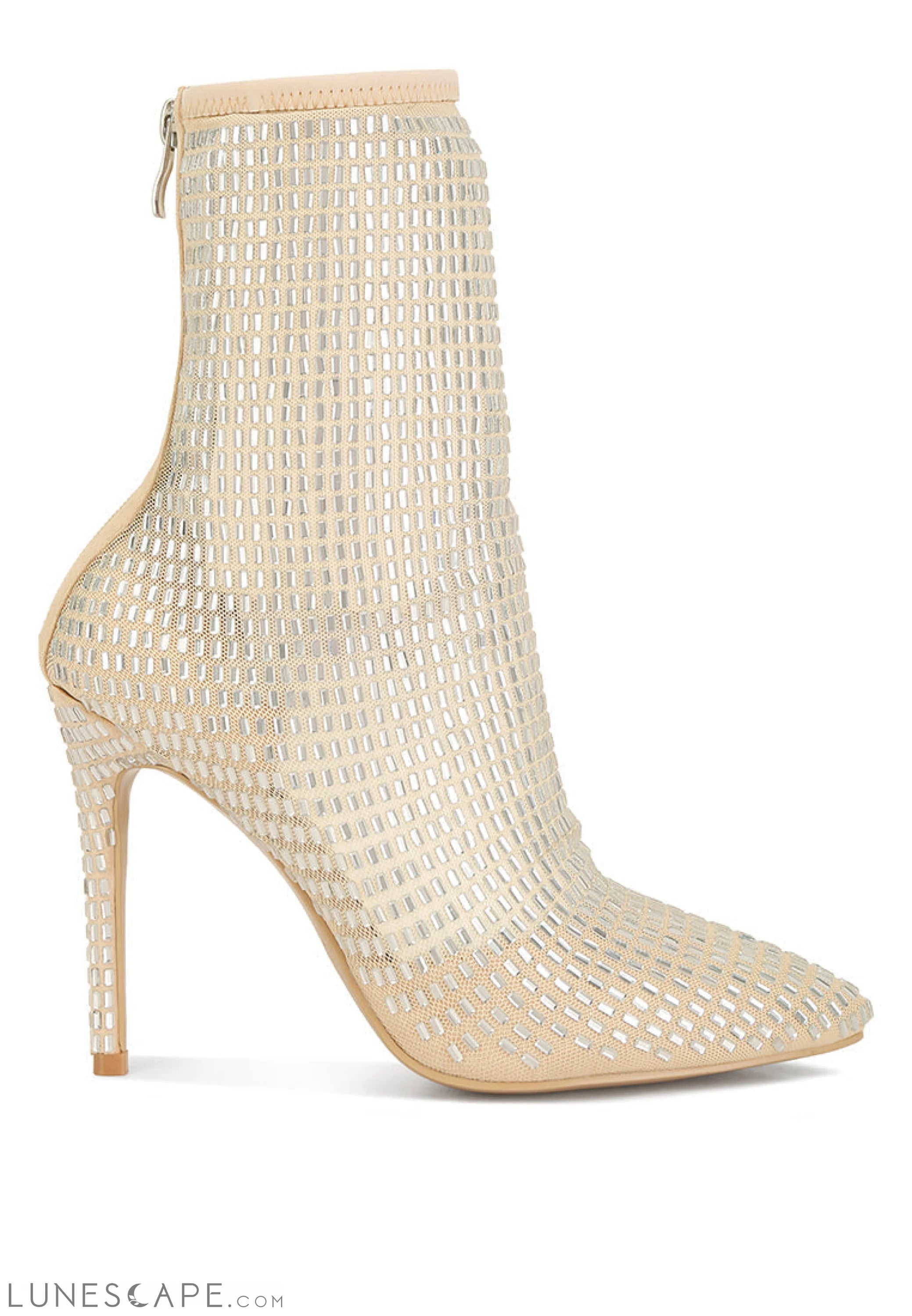 Fortunate Rhinestones Embellished Mesh Boots LUNESCAPE