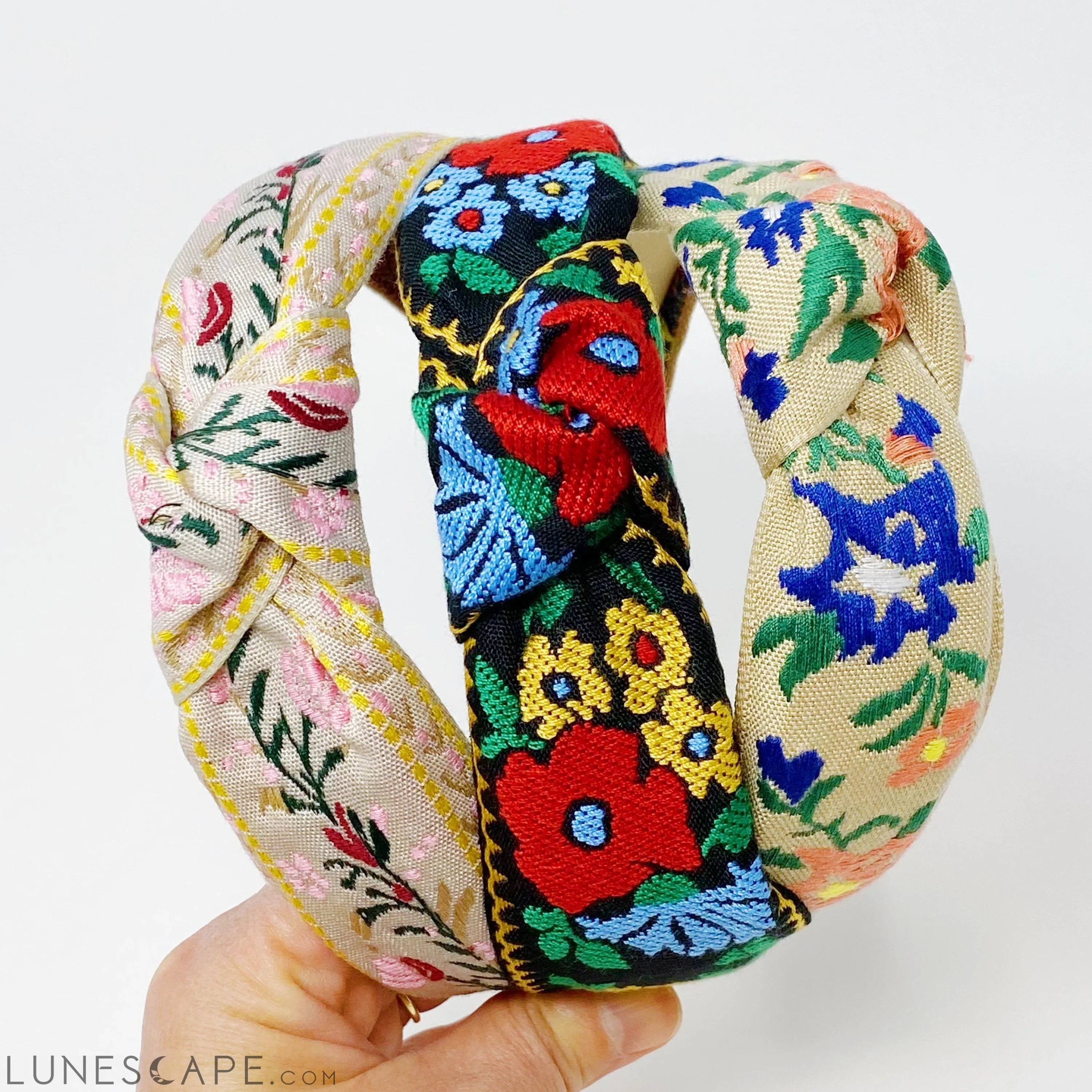 French Floral Embroidered Headband LUNESCAPE
