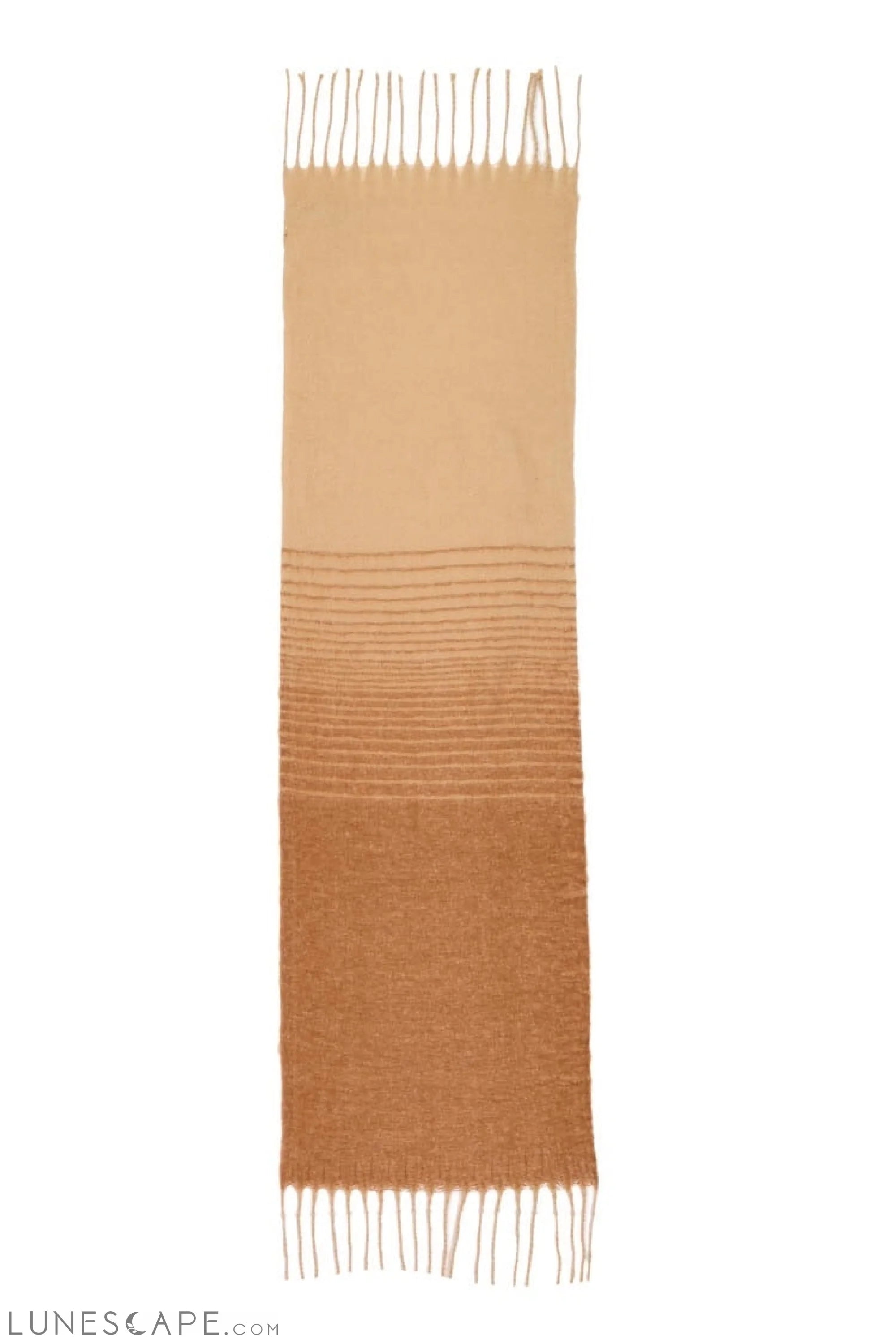 Fringed Striped Scarf in Beige LUNESCAPE