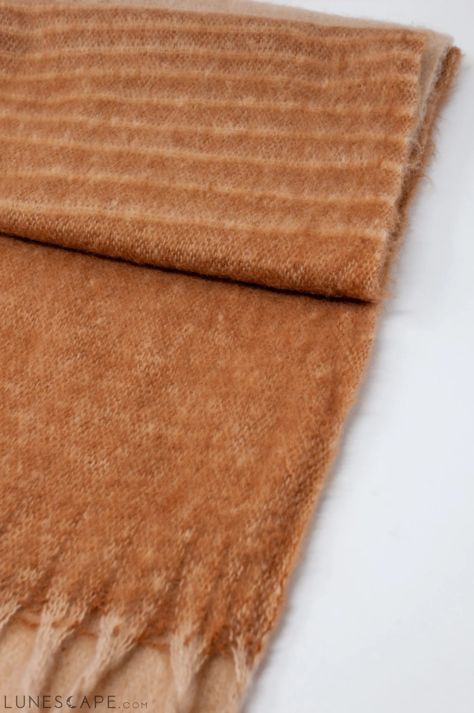 Fringed Striped Scarf in Beige LUNESCAPE