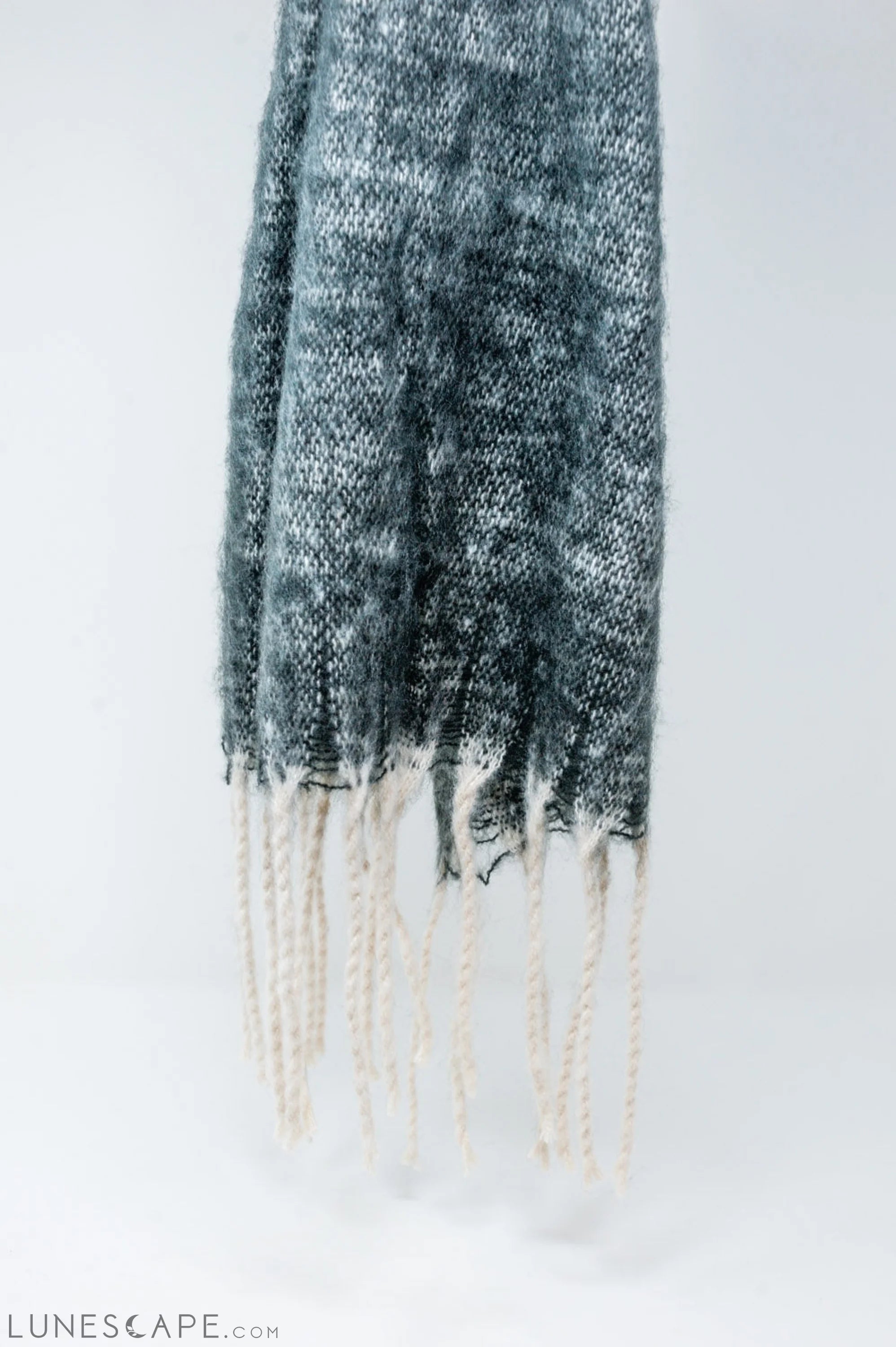 Fringed Striped Scarf in Black LUNESCAPE